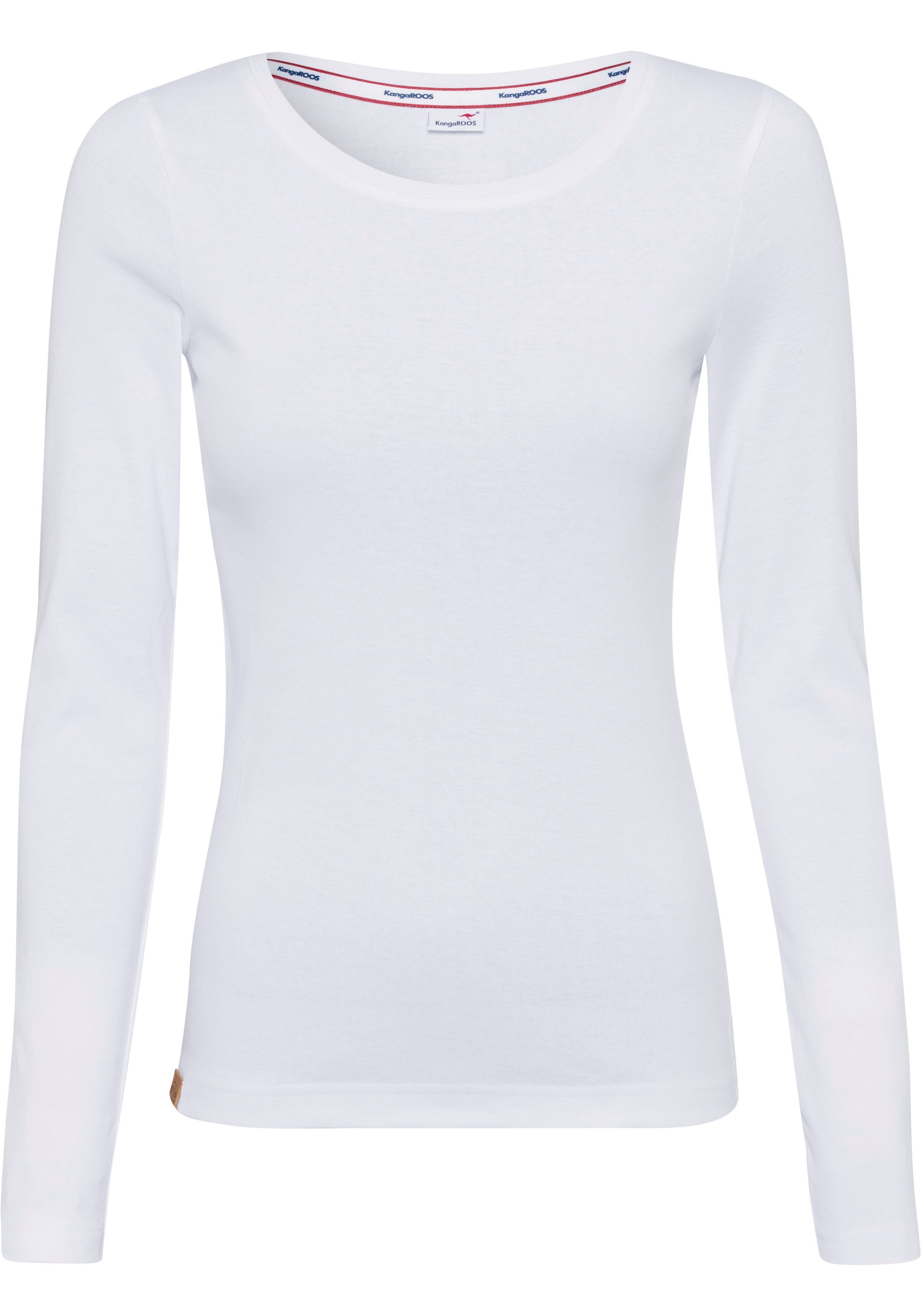 KangaROOS Shirt met lange mouwen met opgerolde mouwen, zeer figuurvolgend, van ribstof