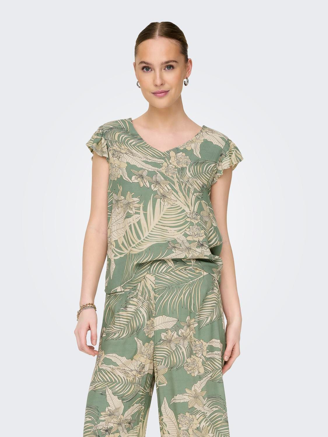 Only Shirt met V-hals ONLPALINA LIFE SS V-NECK TOP PTM