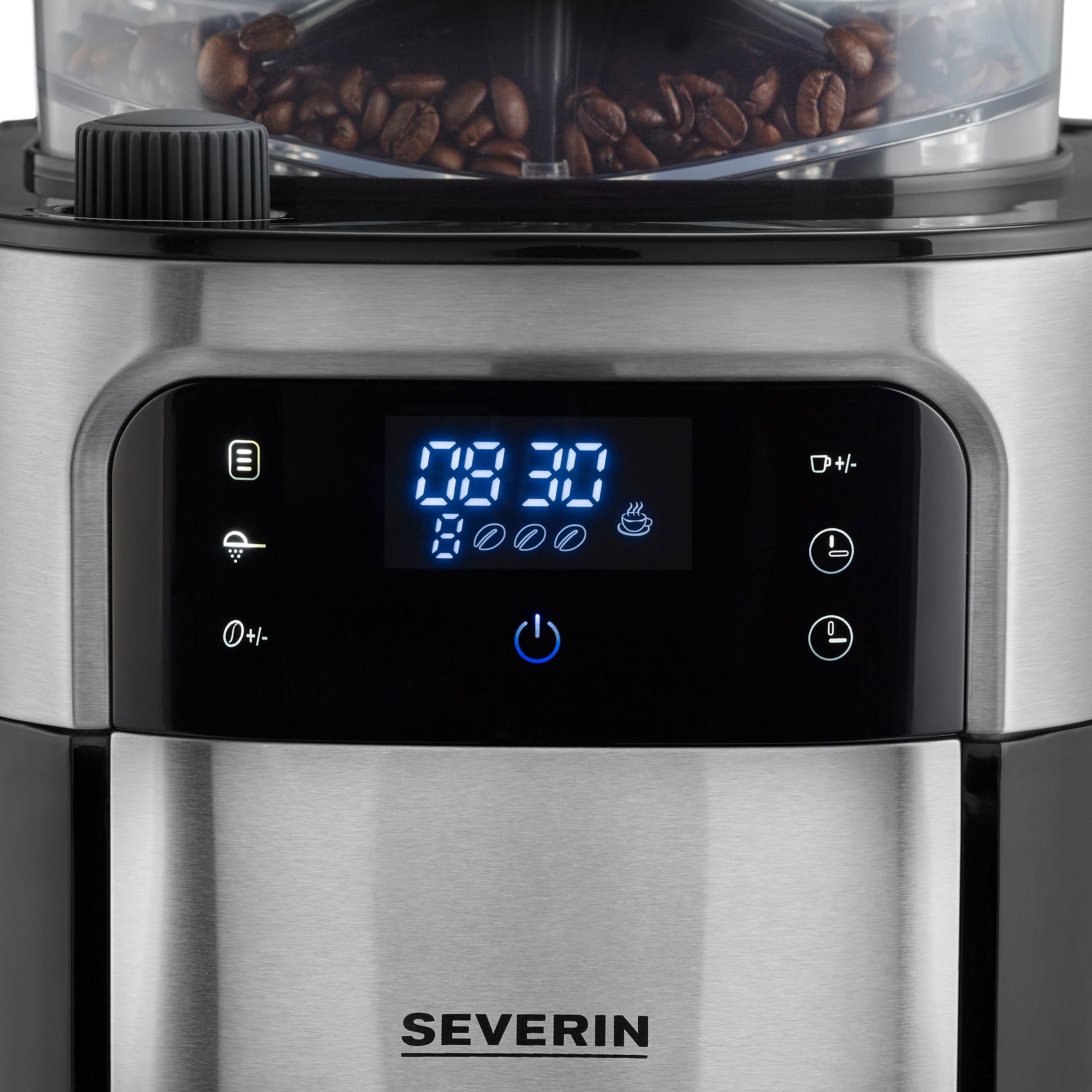 Severin Koffiezetapparaat met bonenmaler KA 4814, 1 l, met maalwerk, zwenkfilter, led-touchscreen, timerfunctie