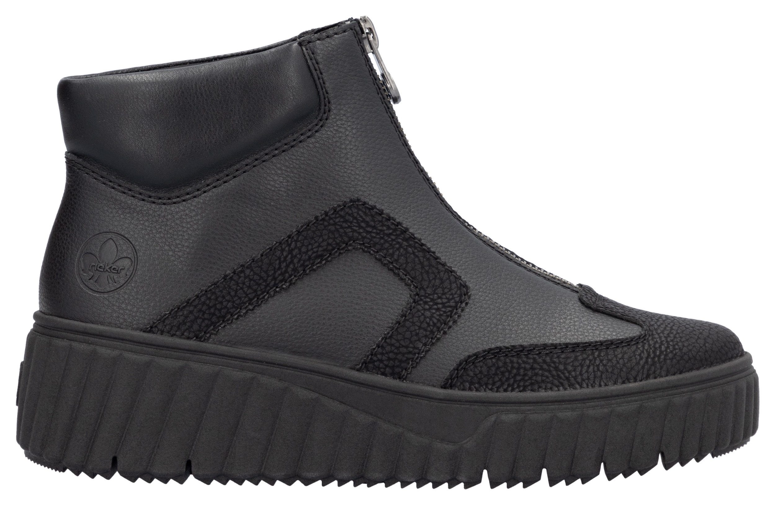 Rieker Boots zonder sluiting enkellaars, sleehak, plateaulaarzen met gewatteerde schaprand