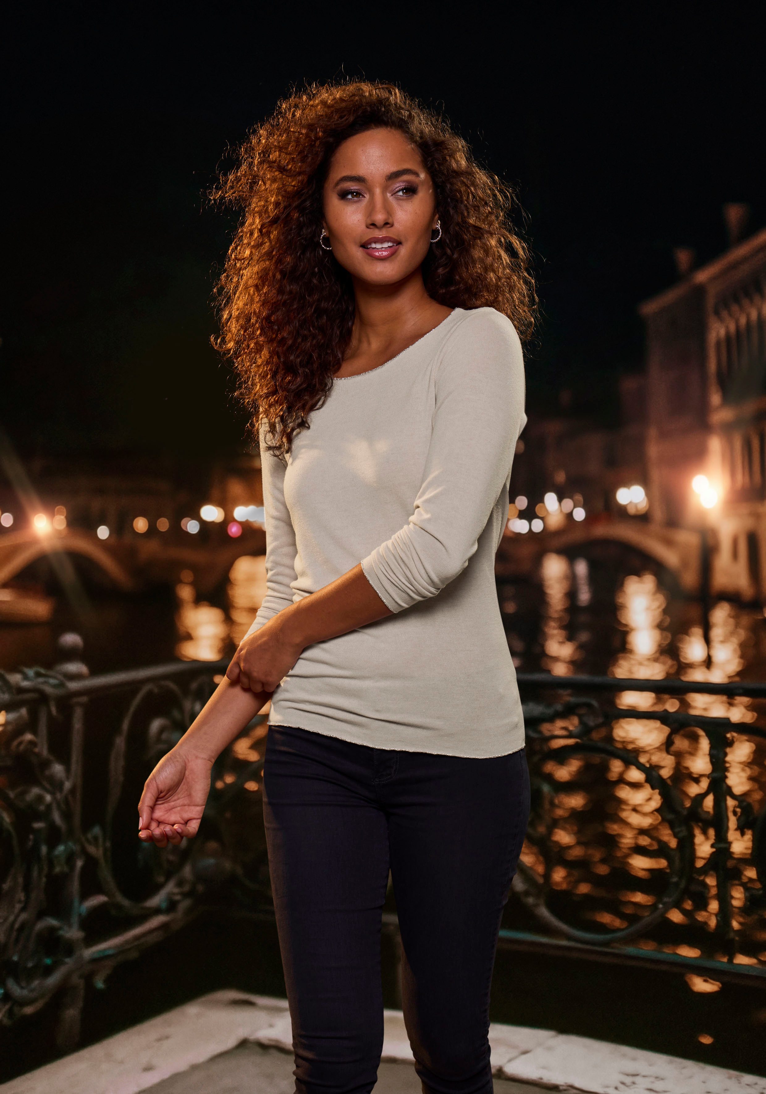 Lascana Shirt met lange mouwen Met fijne glinsterende afwerking