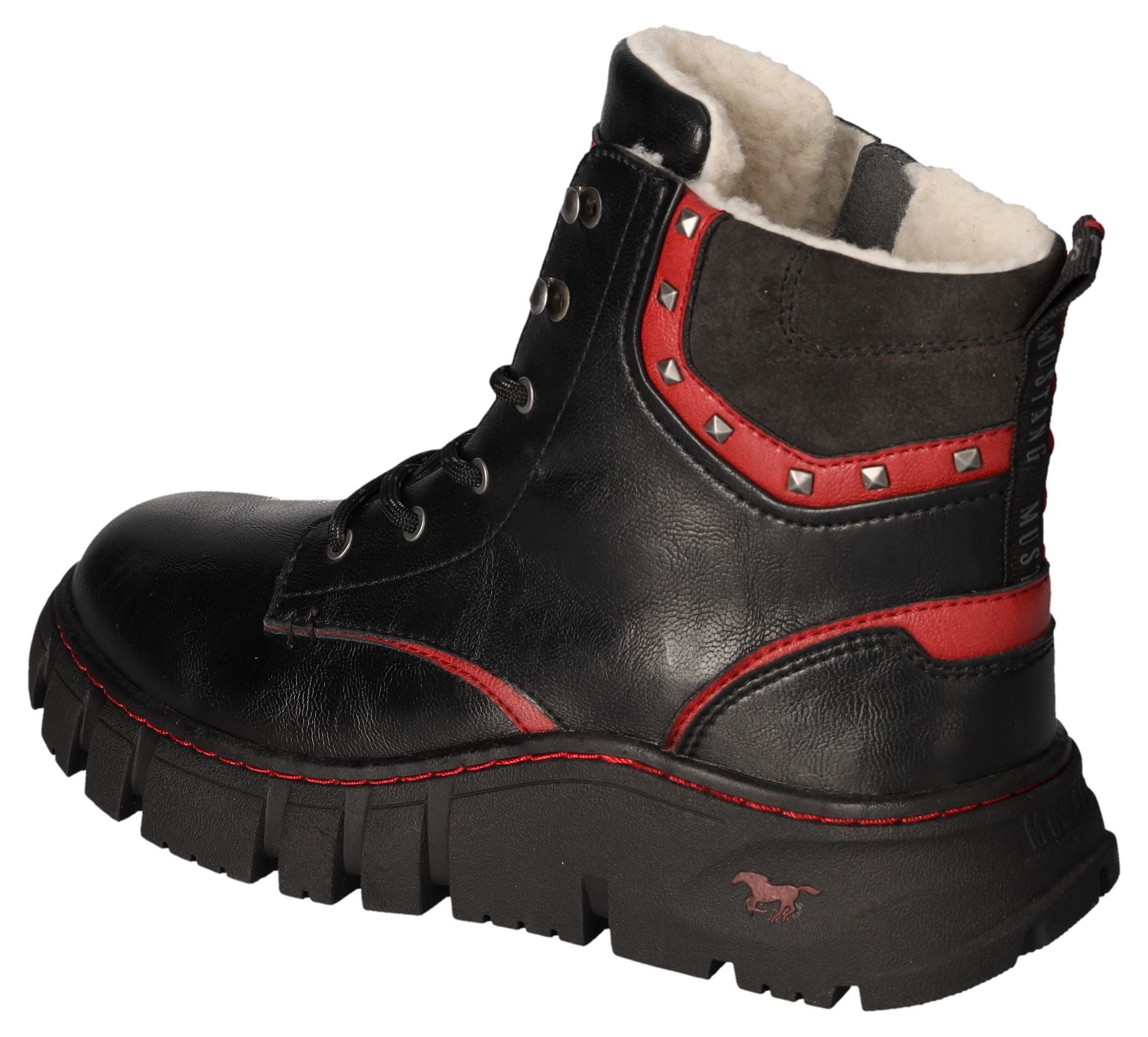 Mustang Shoes Winterlaarzen , plateau, veterschoenen, enkellaars met contrastafwerking en -naad