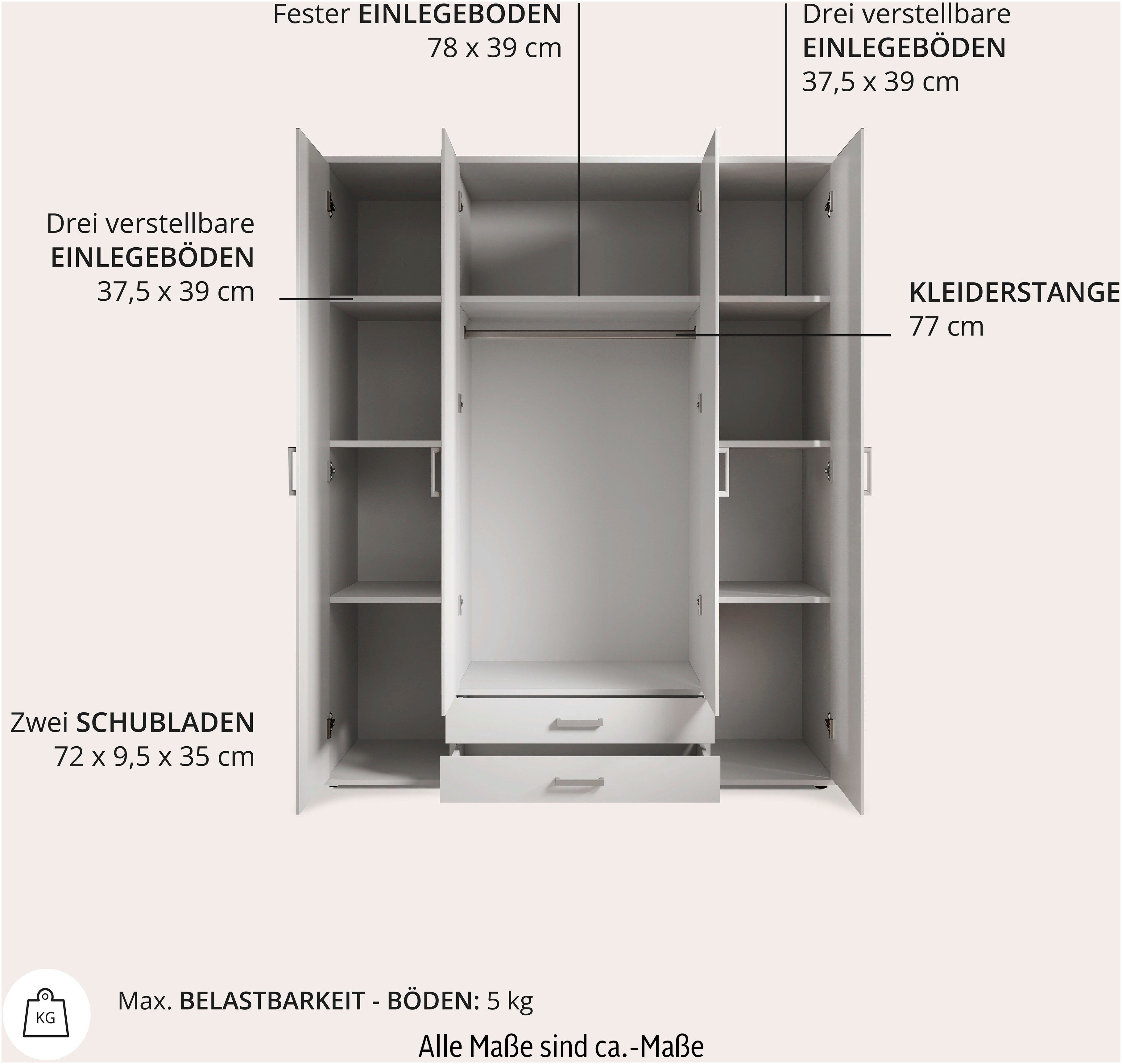 Schlafkontor Kledingkast Karl draaideurkast slaapkamerkast met spiegel garderobe