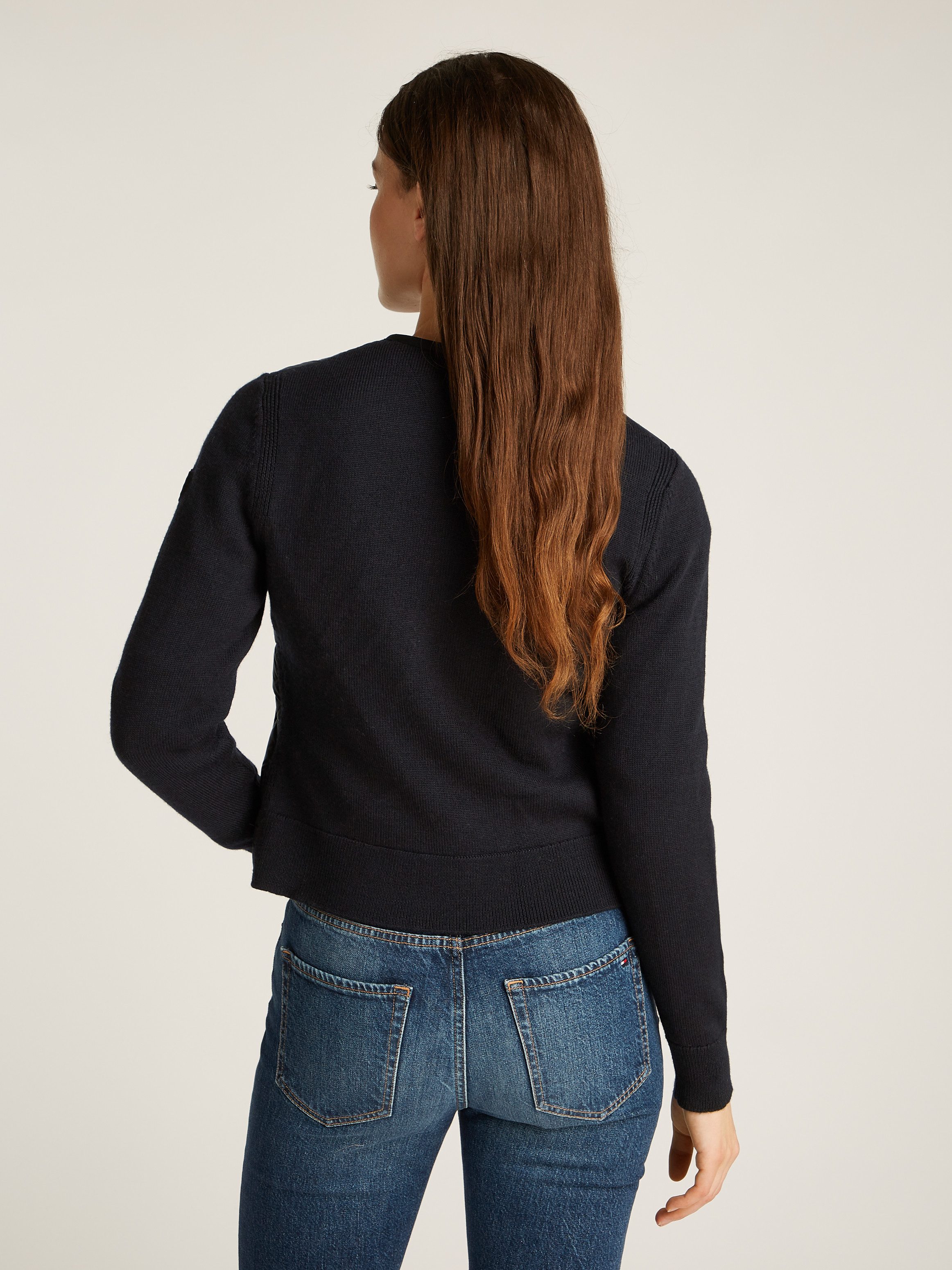 Tommy Hilfiger Gewatteerde jas UL DOWN KNIT MIX JKT met brei-inzetten patch