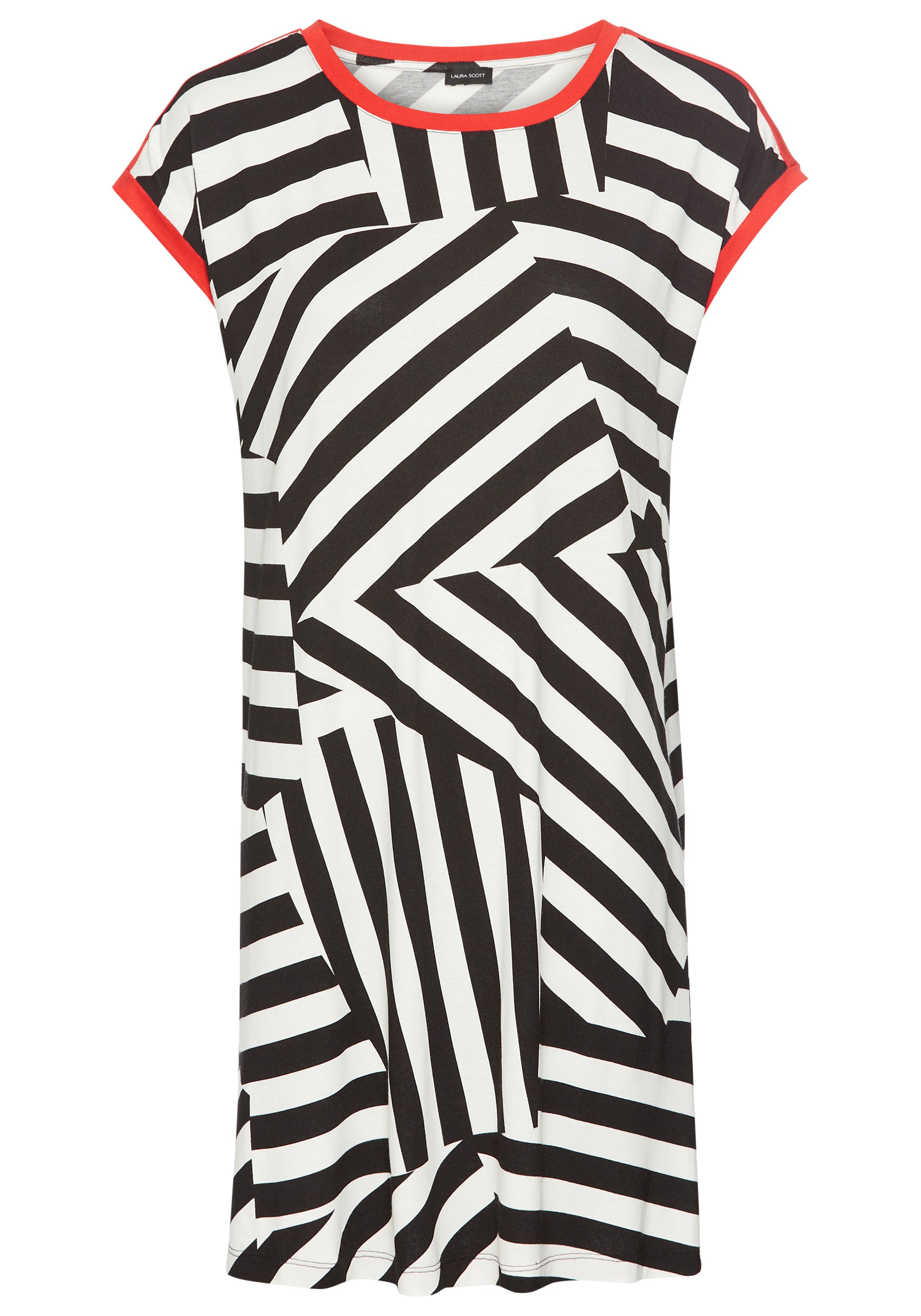 Laura Scott Zomerjurk met streep-patroon & contrast, jerseyjurk - nieuwe collectie