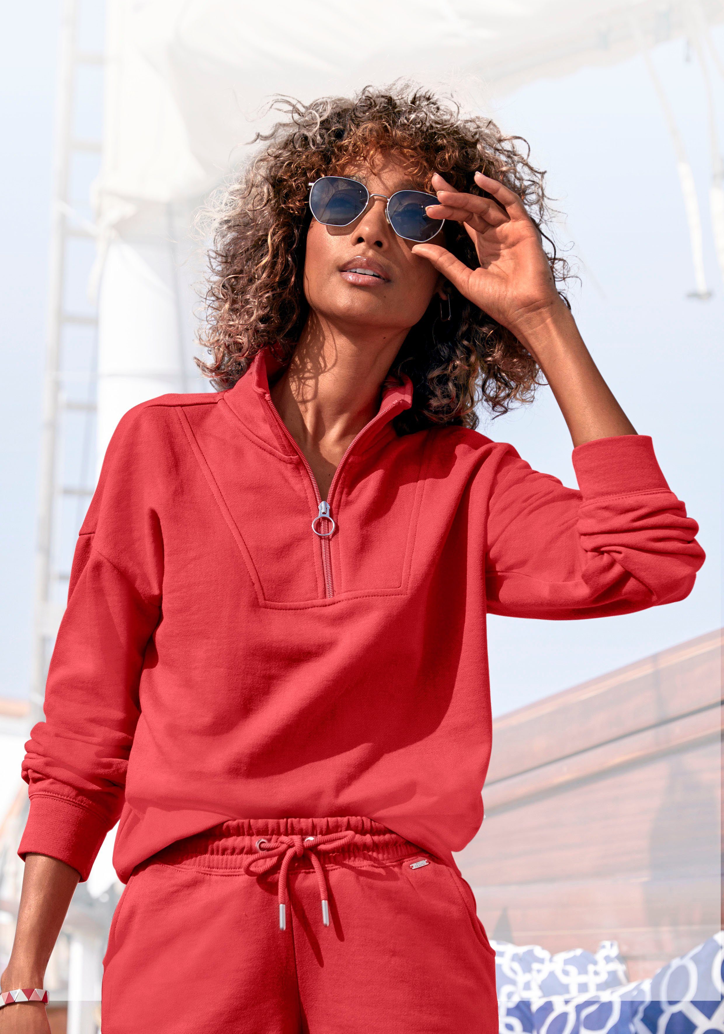 H.I.S Sweatshirt Troyer met opstaande kraag Troyer in maritieme stijl, loungewear
