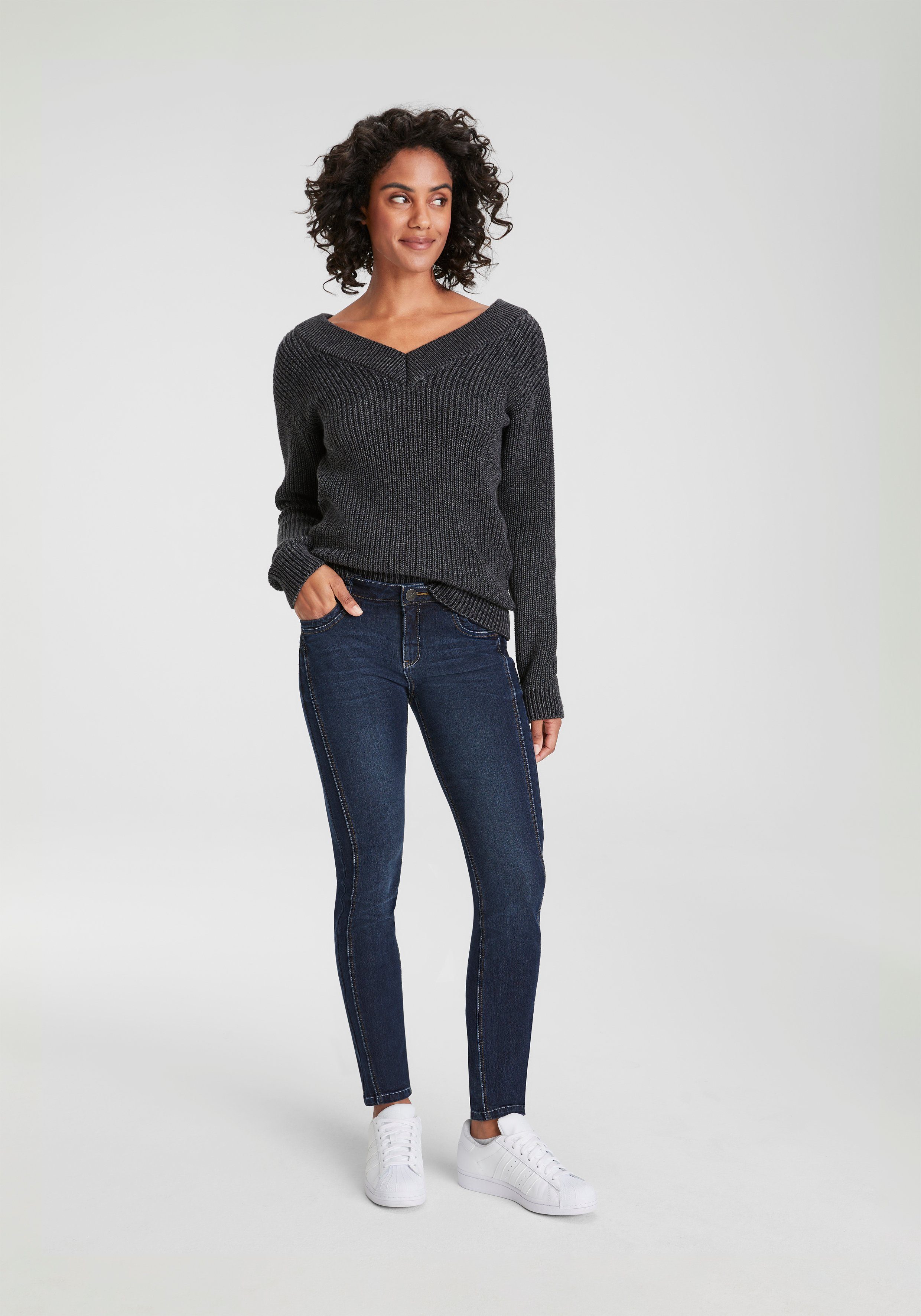 Arizona Skinny jeans normale taille, contrasterende details, used-wassing