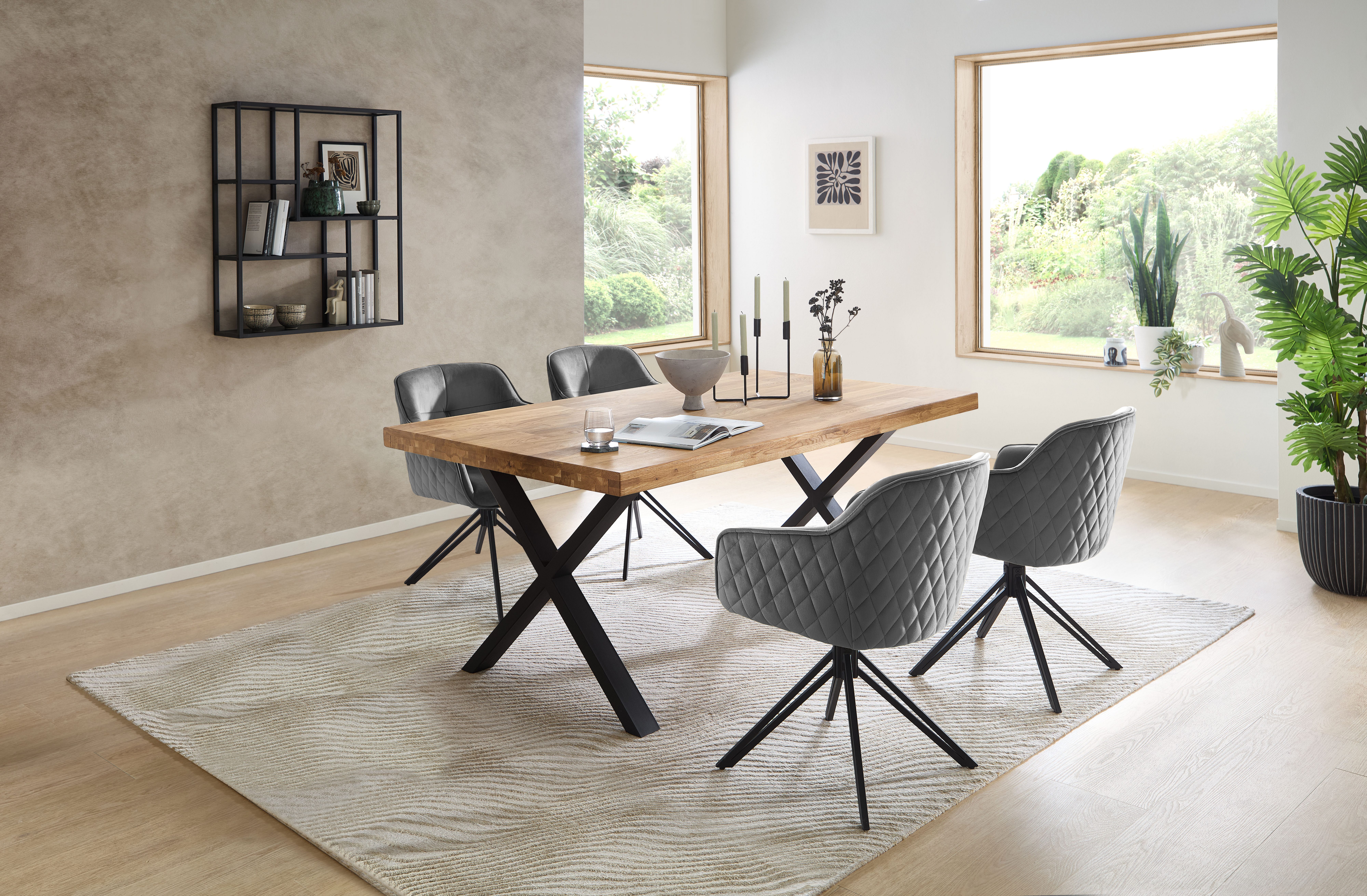 Stolkom Eettafel Chris eettafel eik massief hout, BxHxD 110x47x70 cm