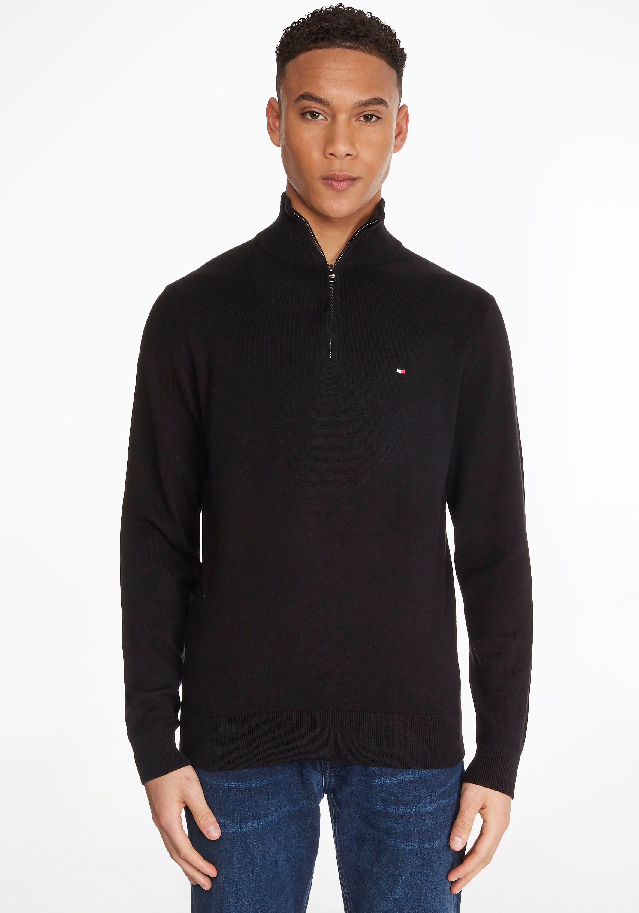 Tommy Hilfiger Schipperstrui PIMA ORG CTN CASHMERE ZIP MOCK