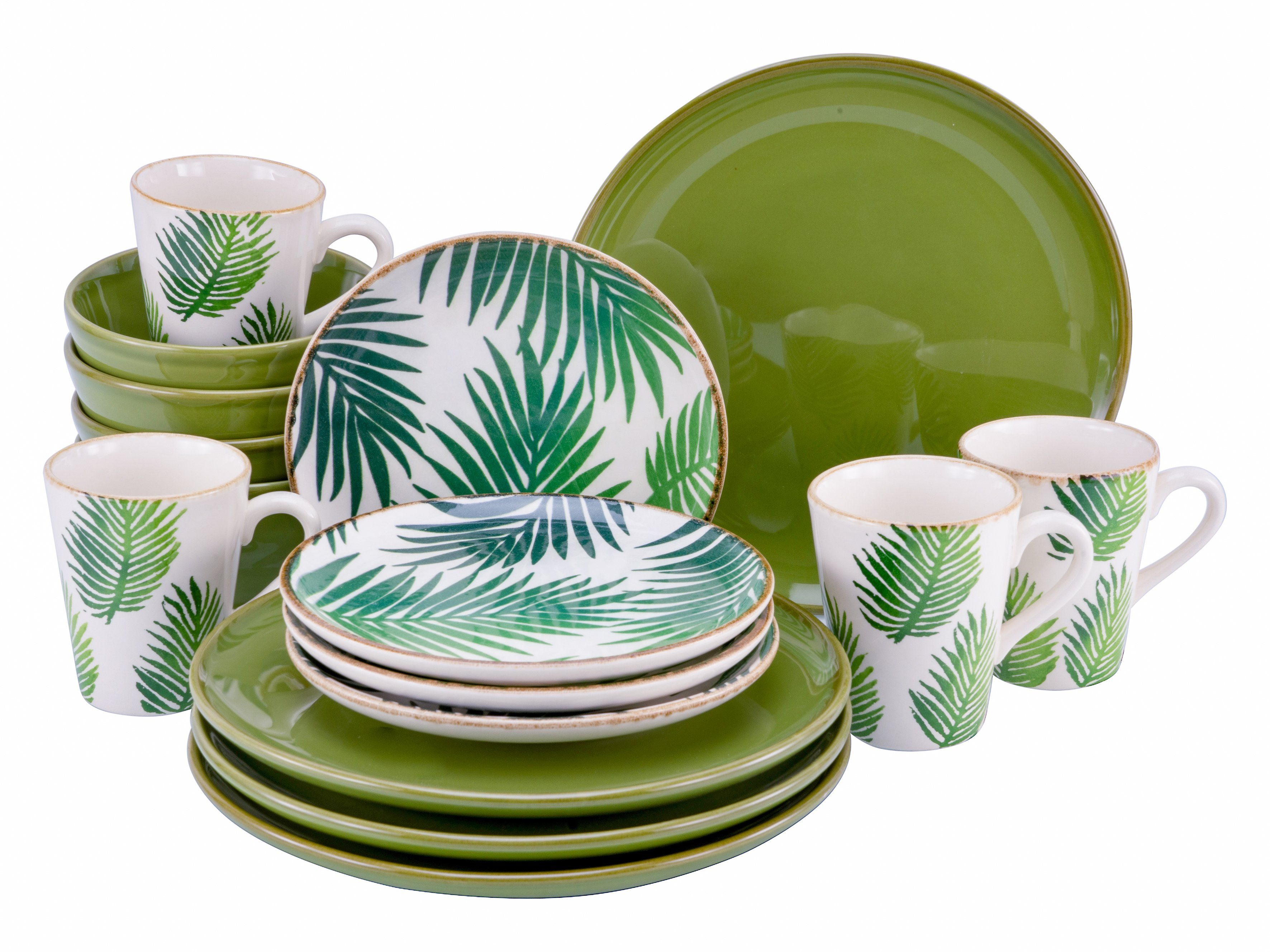 Otto CreaTable Combi-servies Ibiza Servies. met tropische decor. Made in Europe. 16 delen voor 4 personen (set. 16-delig) aanbieding