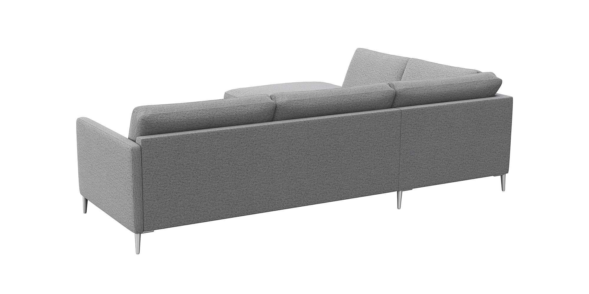 FLEXLUX Hoekbank Fiore, L-vorm smalle armleuningen, koudschuim, aluminium poten