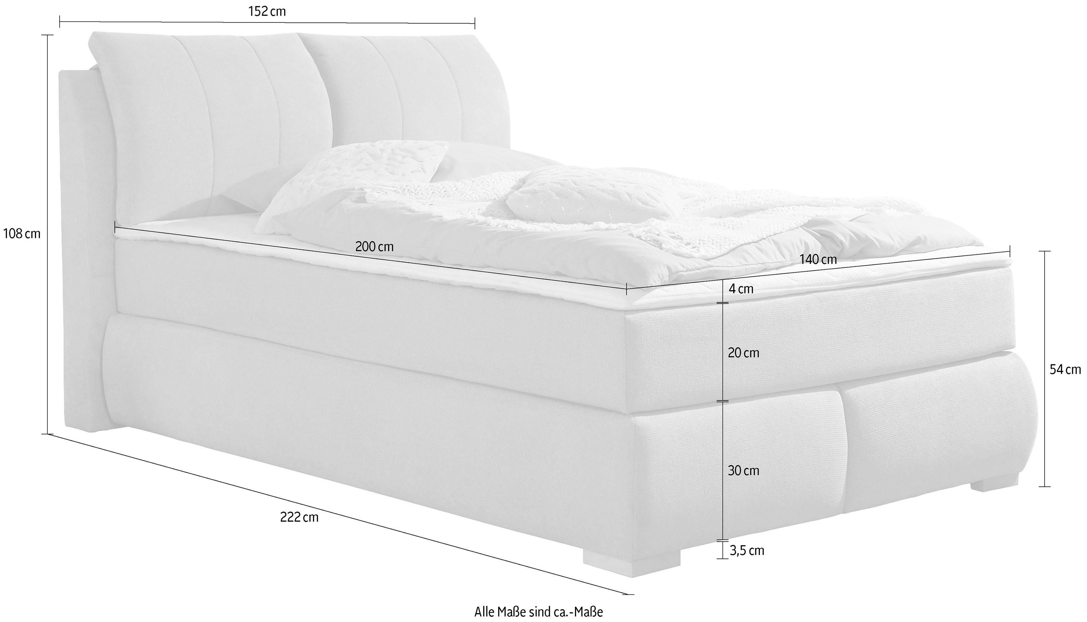 Home affaire Boxspring Breitenthal afneembare rugkussens met klittenband