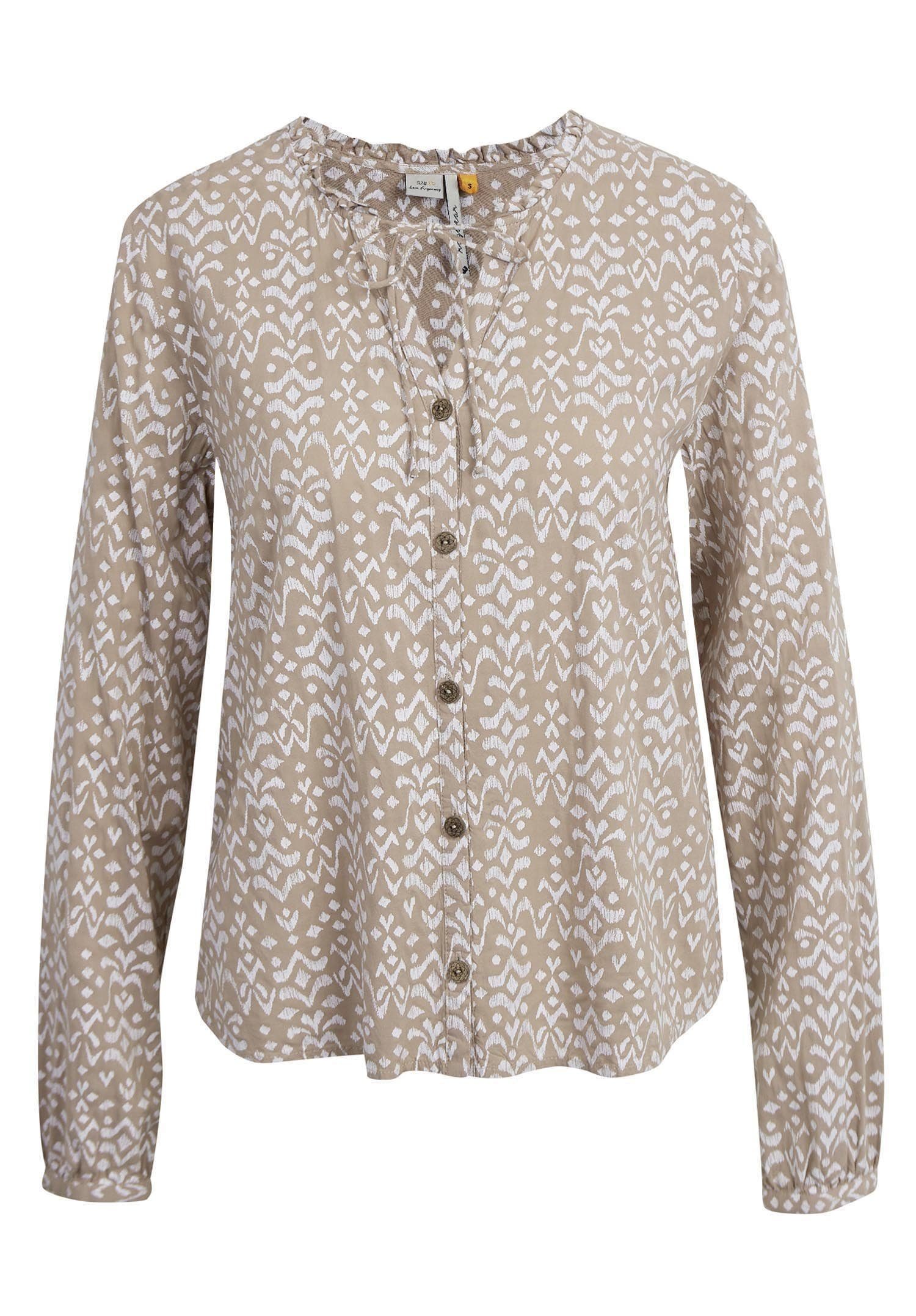 Ragwear Shirt IONE PRINT met bindband aan de halslijn en knoopsluiting