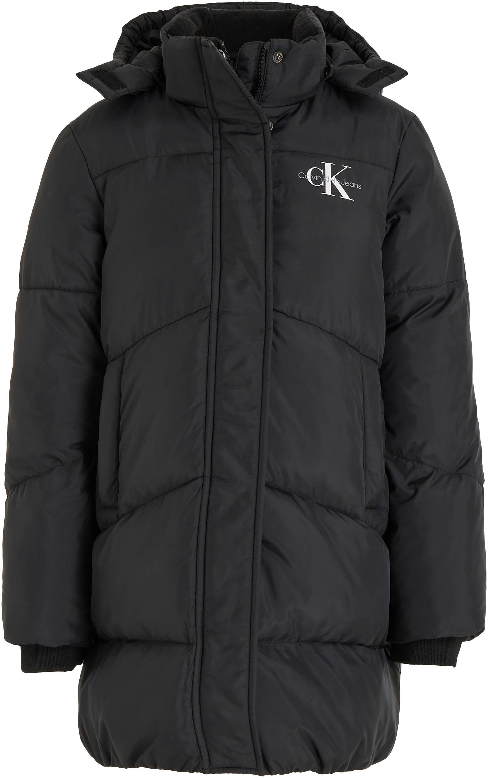 Calvin Klein Gewatteerde jas CK LONG PUFFER COAT voor kinderen tot 16 jaar en calvin klein merklabel