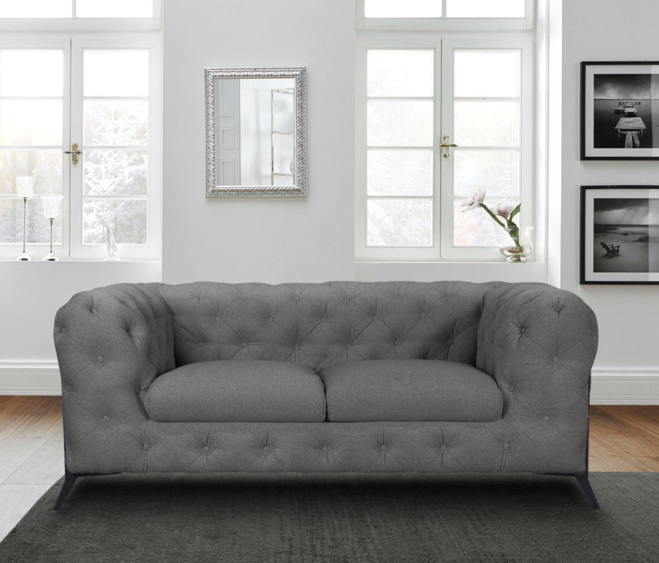 Leonique Chesterfield-bank Amaury luxueuze capitonnage, moderne chesterfield look, kleur van de poten ter keuze