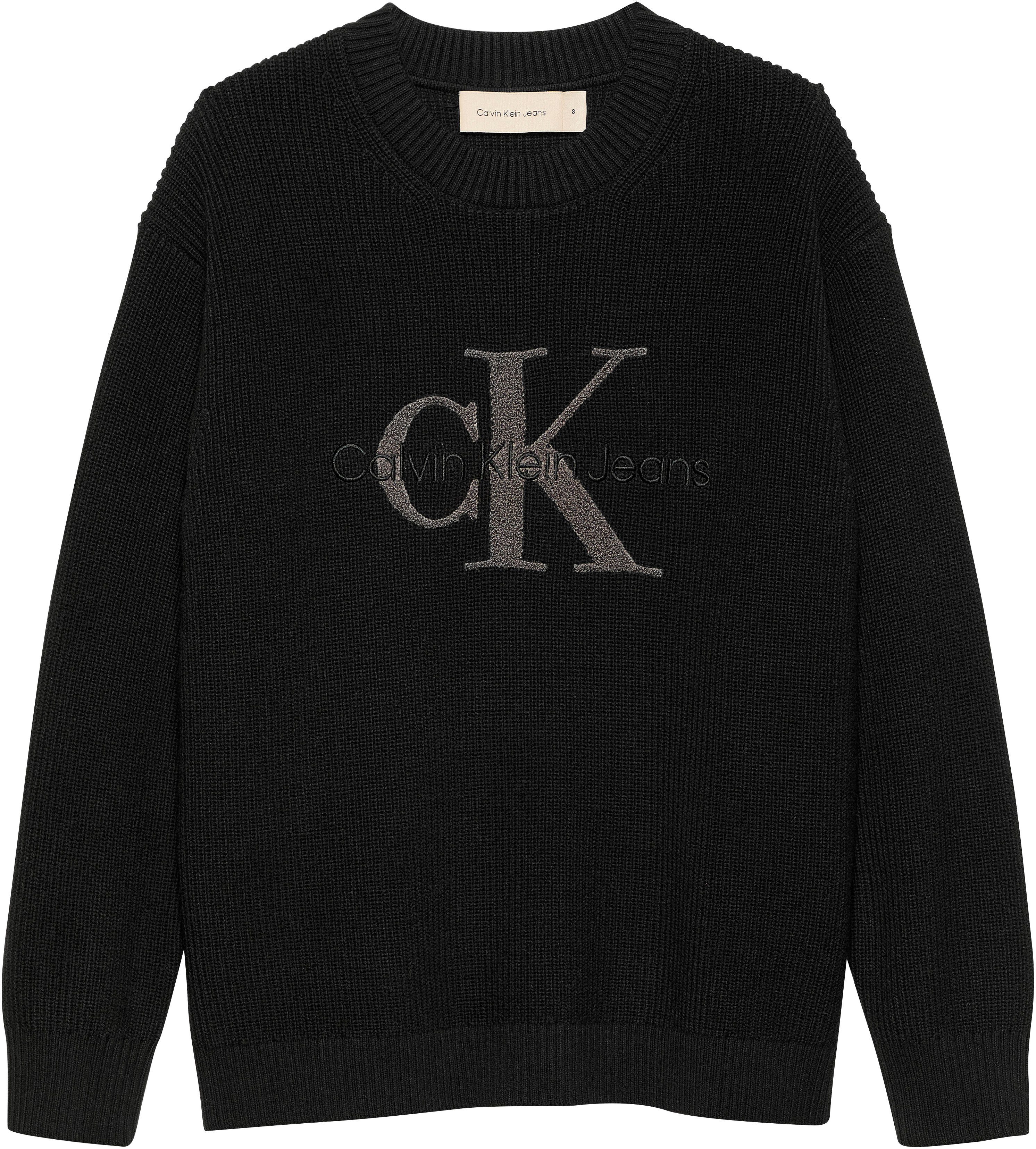 Calvin Klein Trui met ronde hals Towelling Ck Stitch Sweater voor kinderen tot 16 jaar en met logostiksel