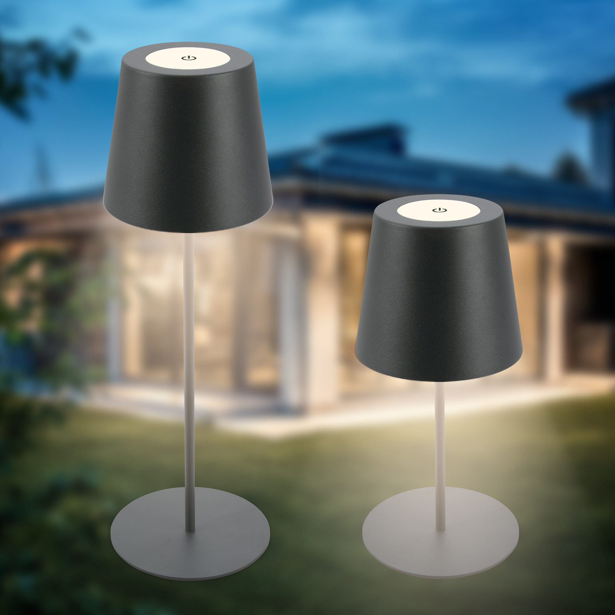 B.K.Licht Tafellamp voor buiten BK_TL1593 Accu LED tafellamp, 3-niveau touchdimmer, met USB 2.700 k, 200 lm, 2,5w, ip44, 12h brandduur, 36 x 10,5 cm, antraciet (1 stuk)