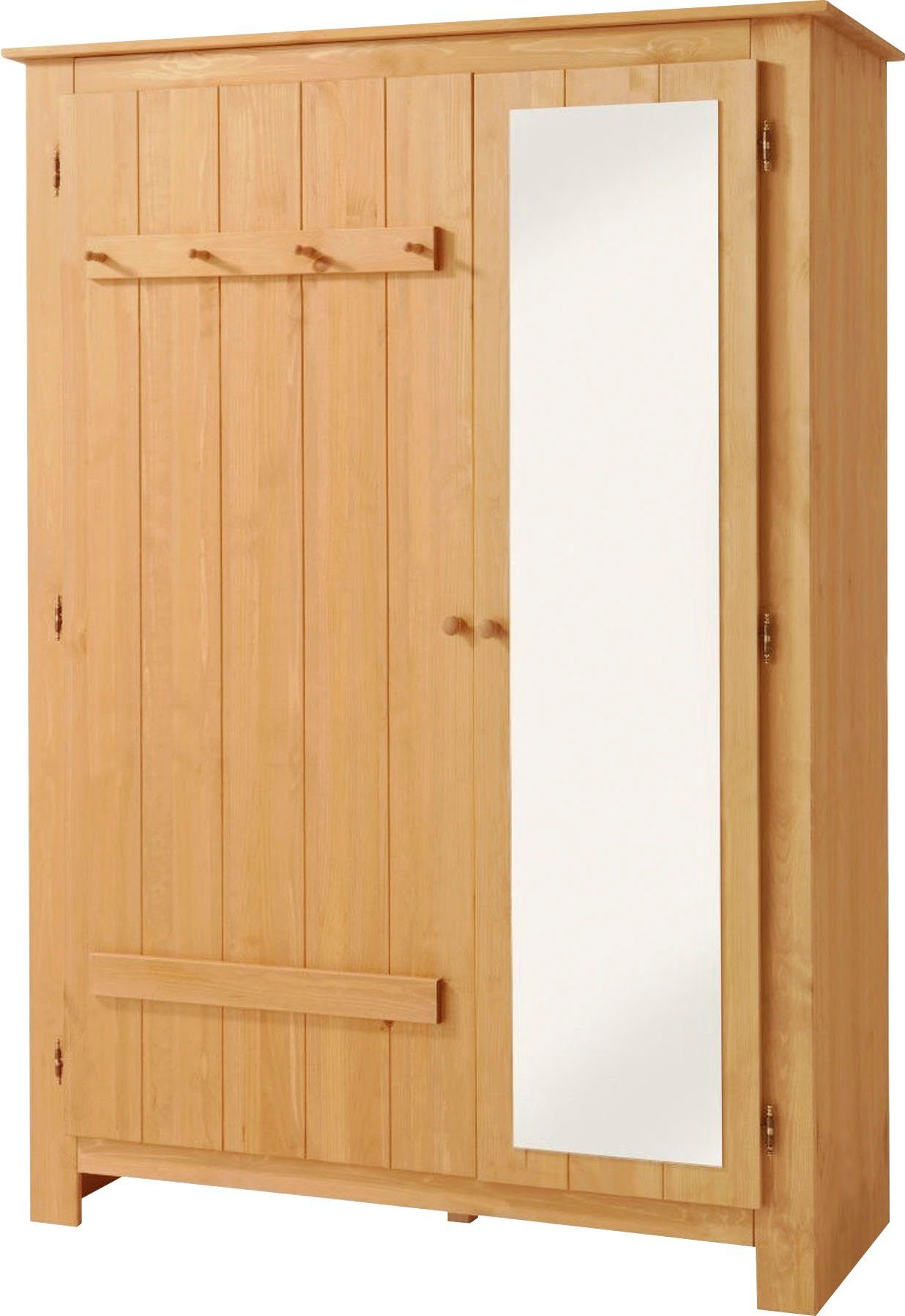Home affaire Kledingkast Bertram van mooi massief grenenhout, met een spiegeldeur, hoogte 170 cm garderobekasten beige