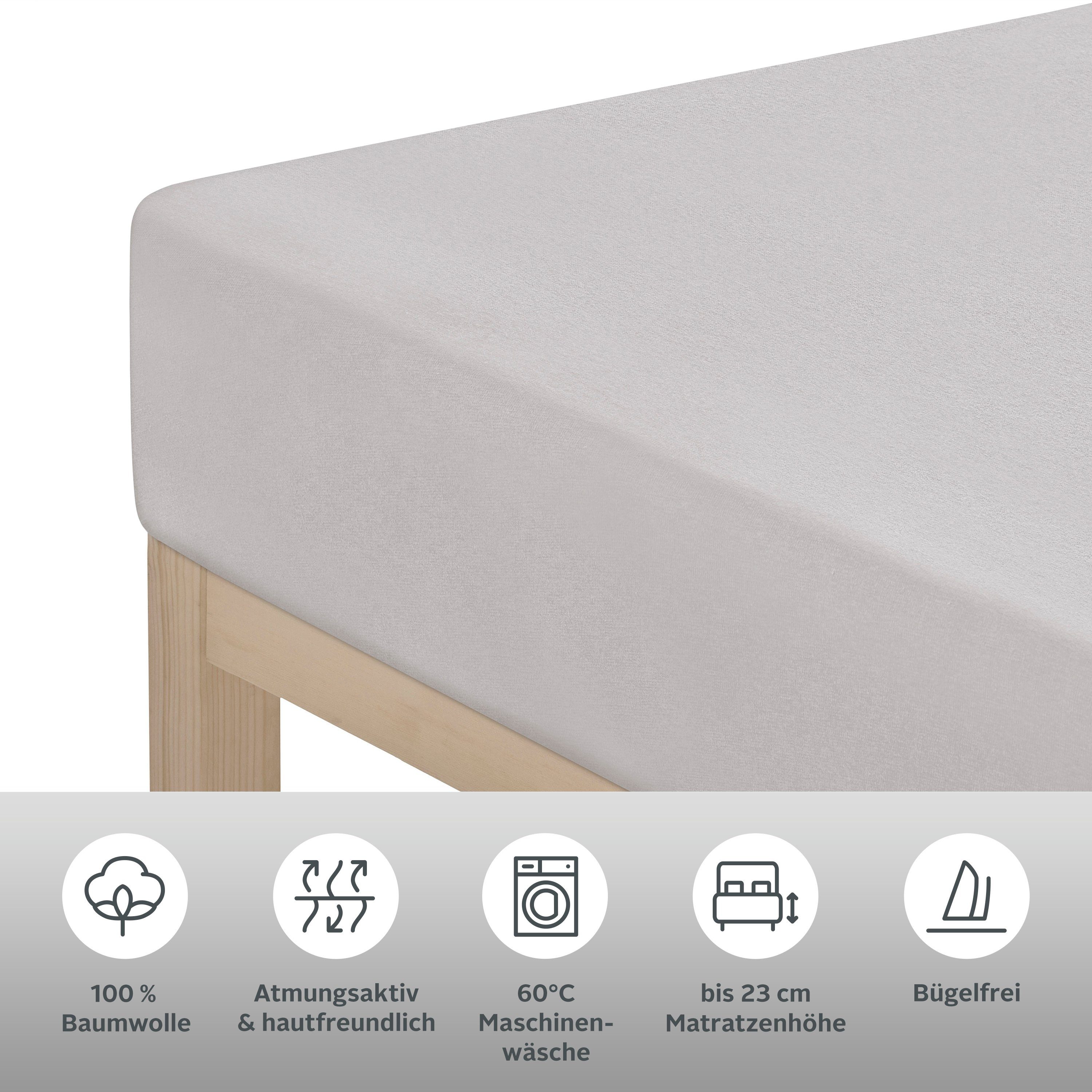 andas Hoeslaken Greta in mt. 90x200, 140x200 of 180x200 cm van katoen, voor matrassen tot 23 cm hoogte, laken, hoeslaken (1 stuk)