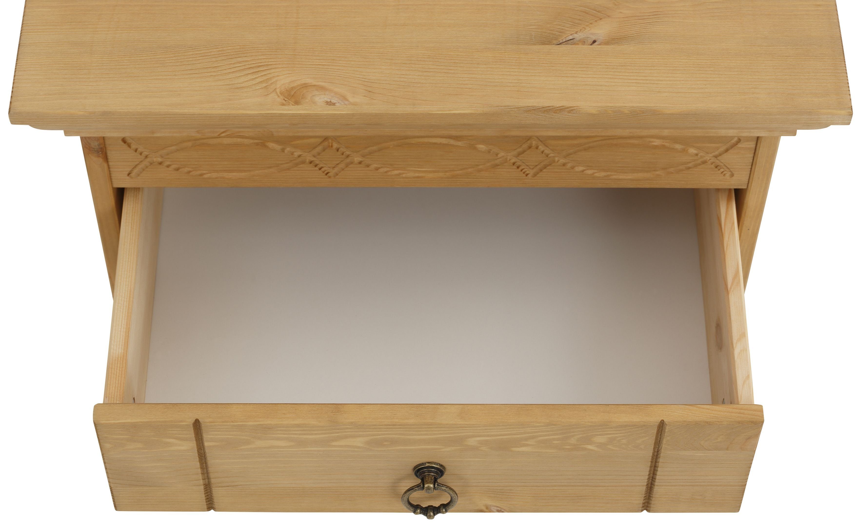 Home affaire Nachtkastje Indra Nachtkastje met decoratief freeswerk, breedte: 50 cm