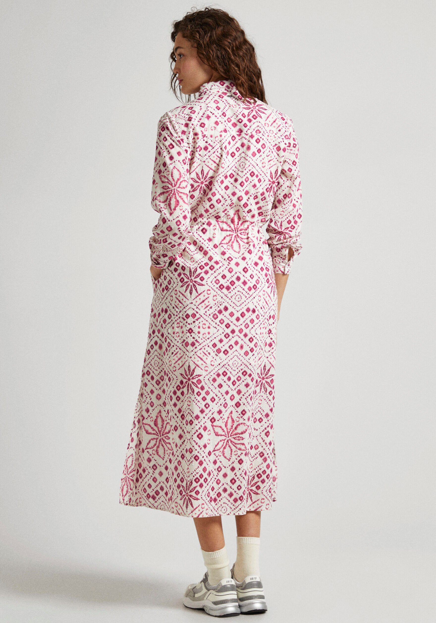 Pepe Jeans Blousejurk PAZ allover bedrukt, met bindband