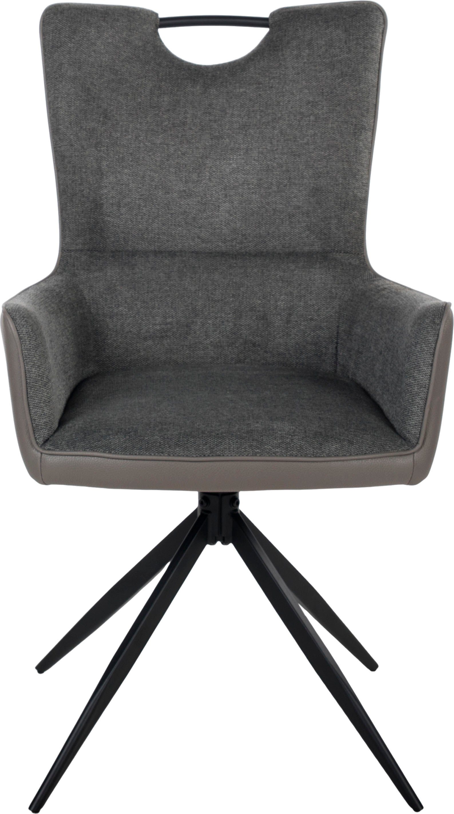 Duo Collection Eetkamerstoel Valeria eetkamerstoel, set van 2 draaibaar, microvezel in leer-look en weefstof met armleuningen en handgreep (set, 2 stuks)