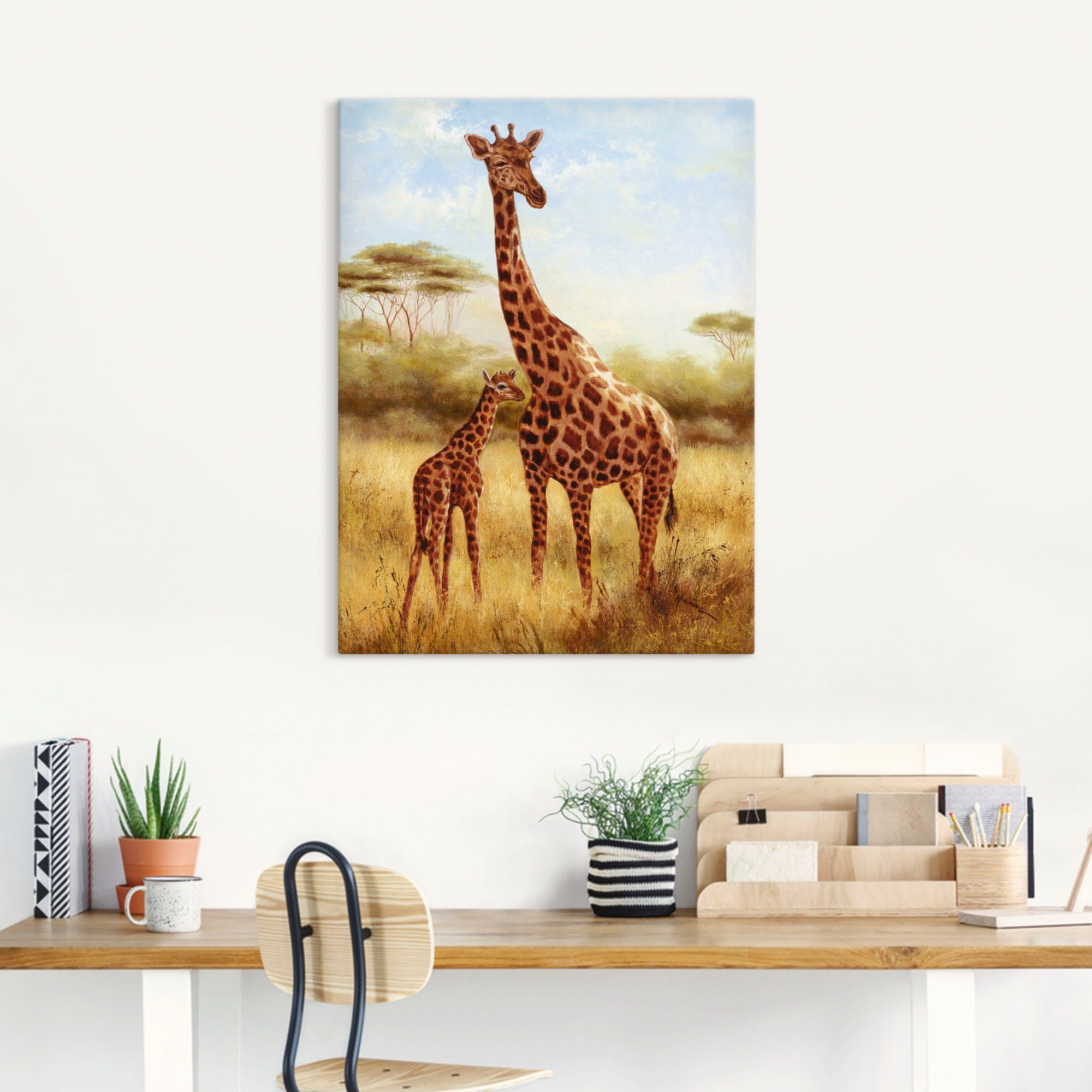Artland Artprint op linnen Giraf gespannen op een spieraam