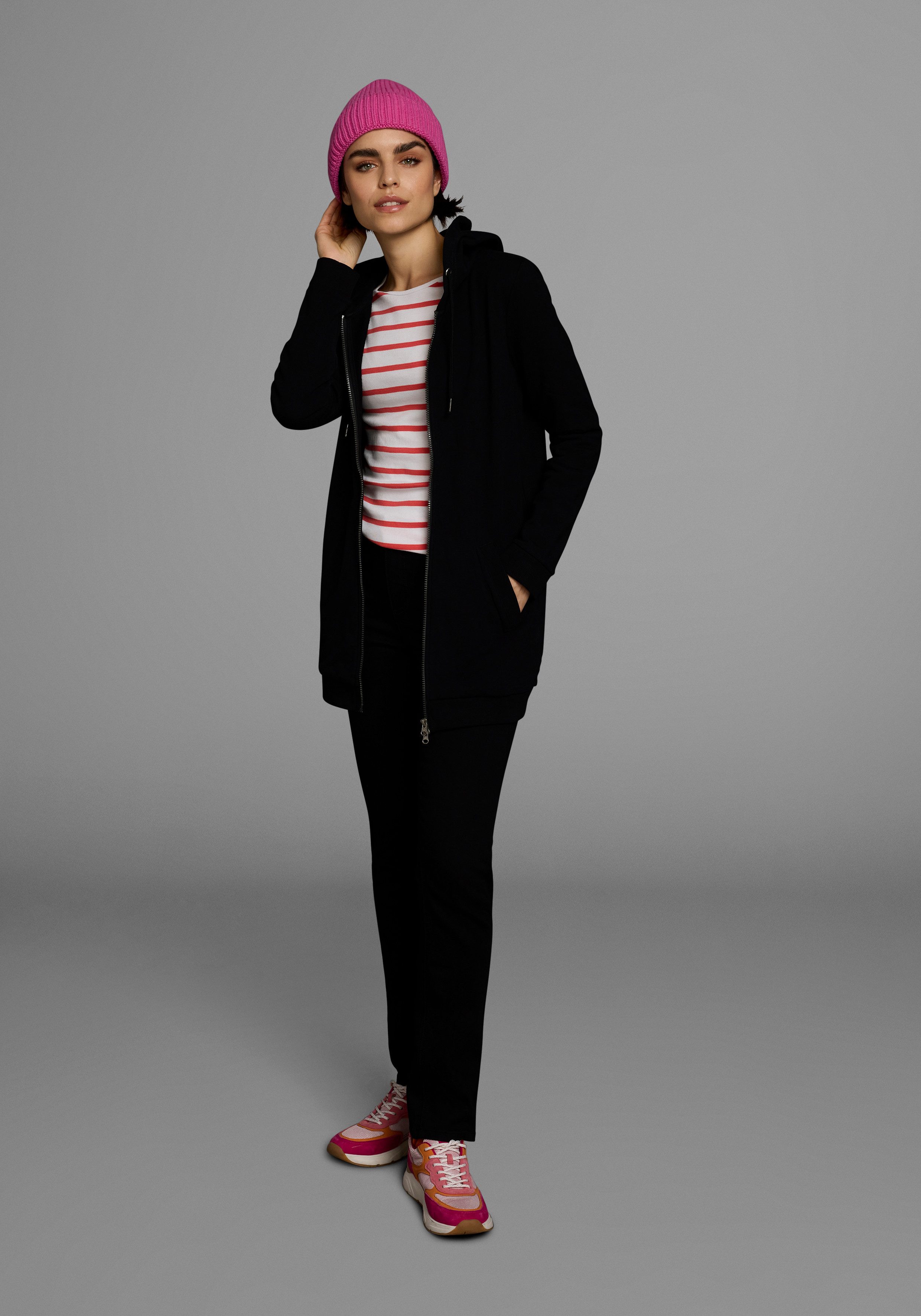 Flashlights Sweatvest in een lang model met een rits
