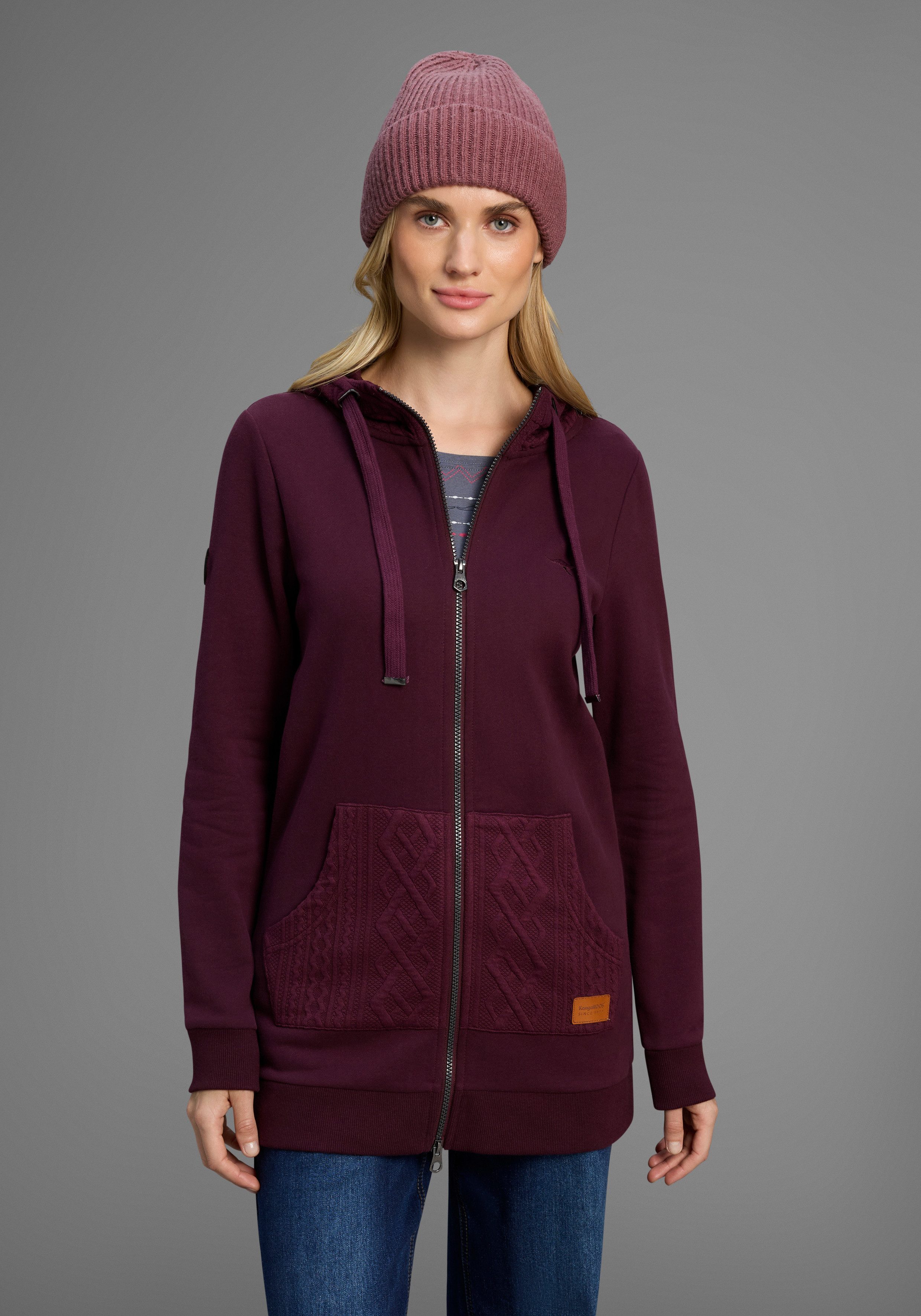 KangaROOS Capuchonsweatvest met kabelmotiefdetails