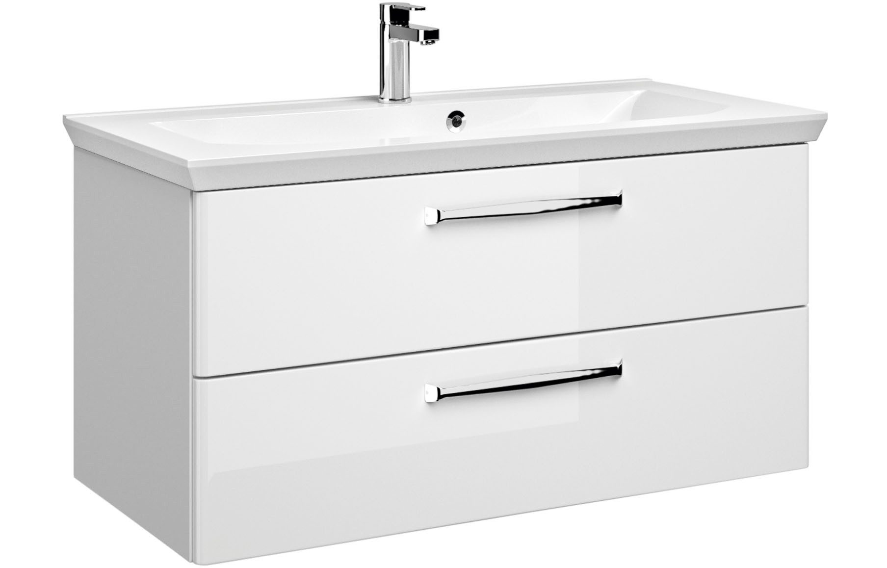 Saphir Badmeubelset Trentino 2-delig mineralen marmer wasbak, spiegelkast met LED-profiel (3 stuks)