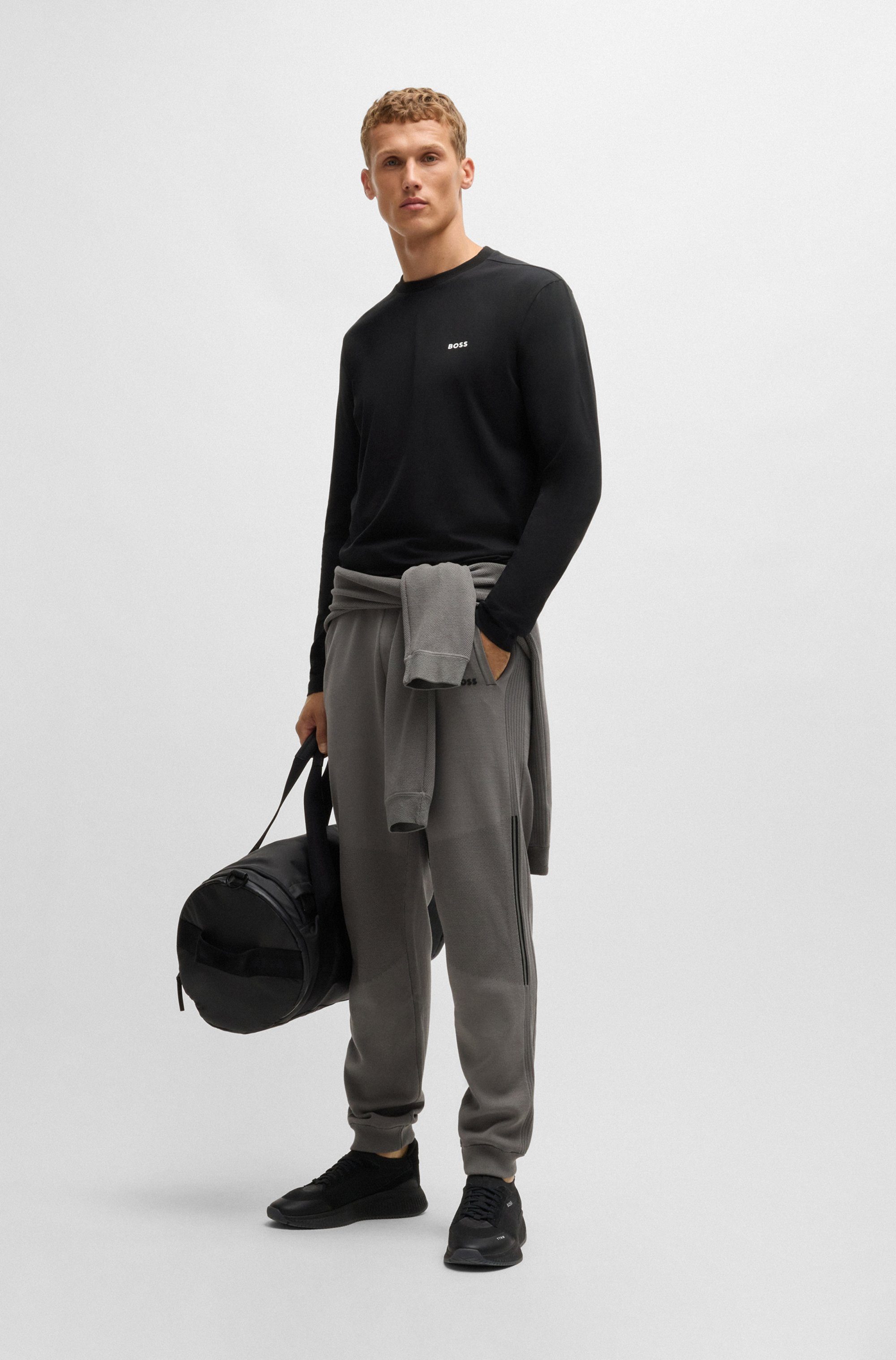 BOSS GREEN Shirt met lange mouwen Tee Long met een ronde hals