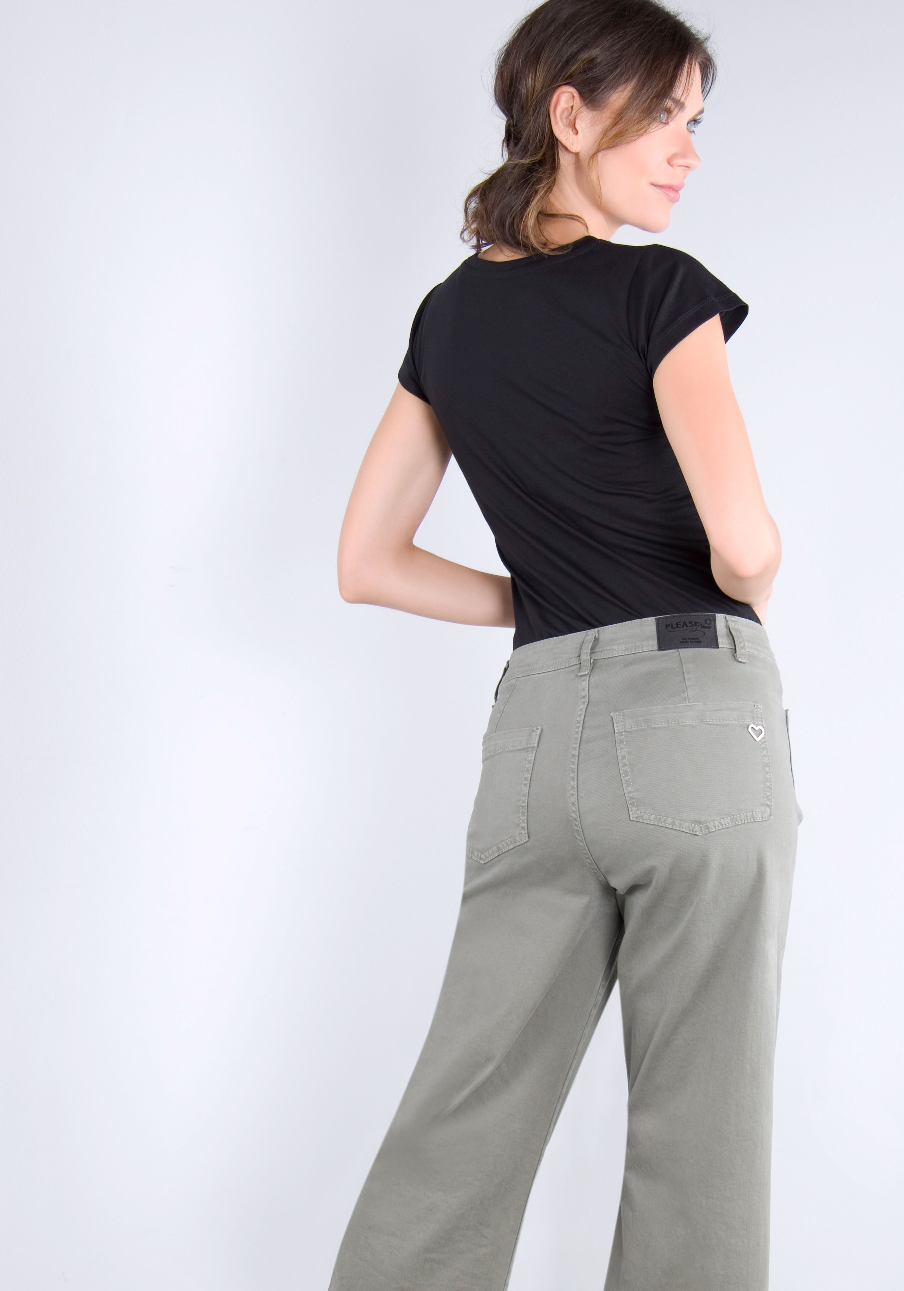 Please Jeans Broek met wijde pijpen van hoogwaardige katoenmix met stretch