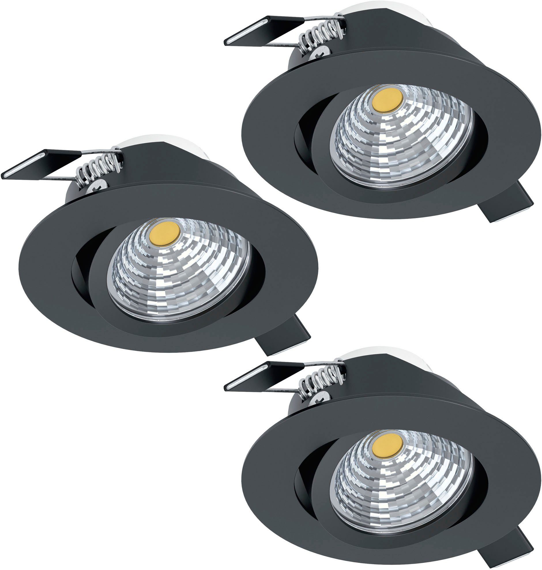 EGLO Plafondlamp SALICETO Plafondlamp in zwart van alu - 6W - warmwit (1 stuk)