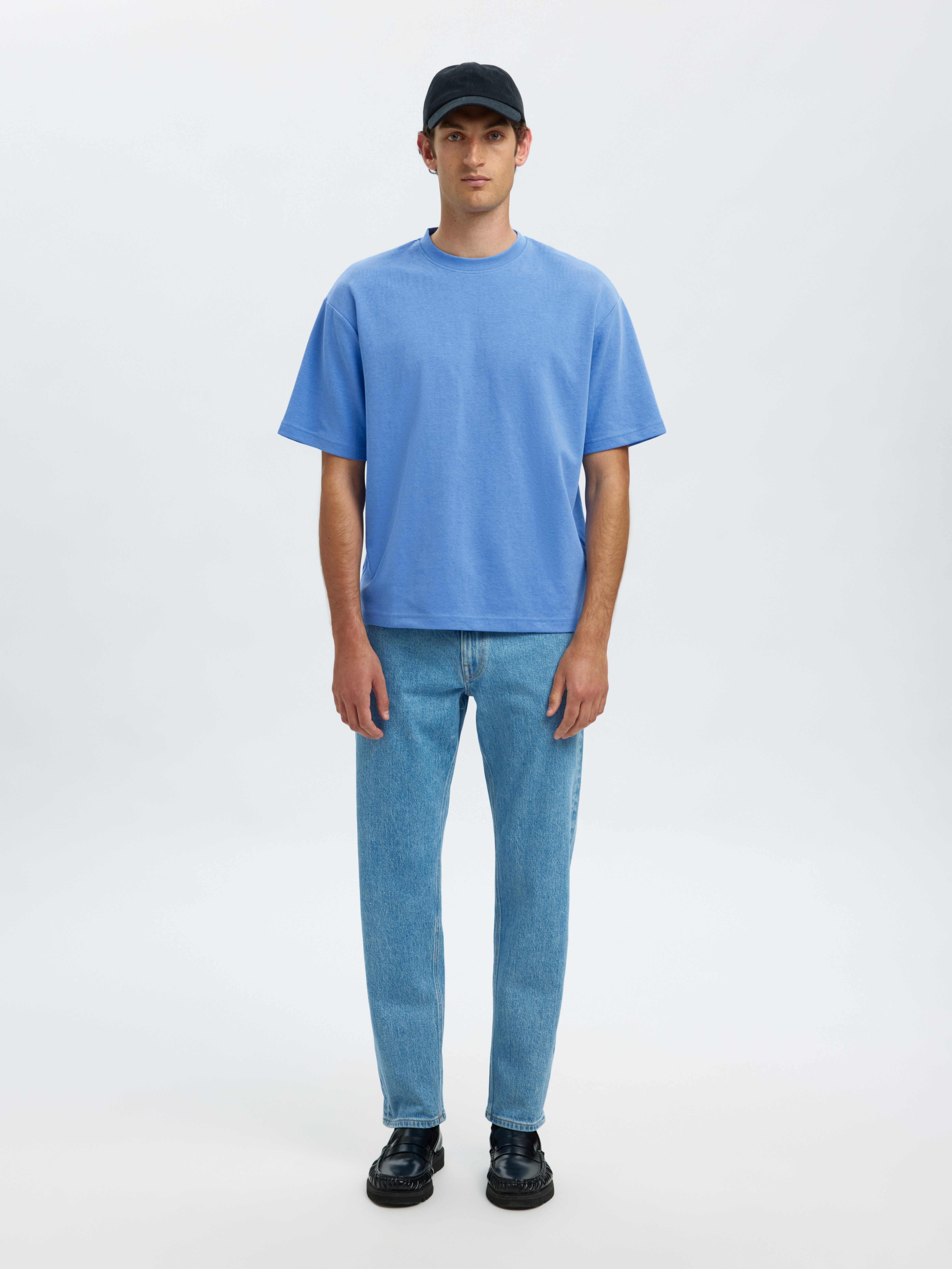 SELECTED HOMME Shirt met ronde hals SLHLOOSEOSCAR SS O-NECK TEE NOOS