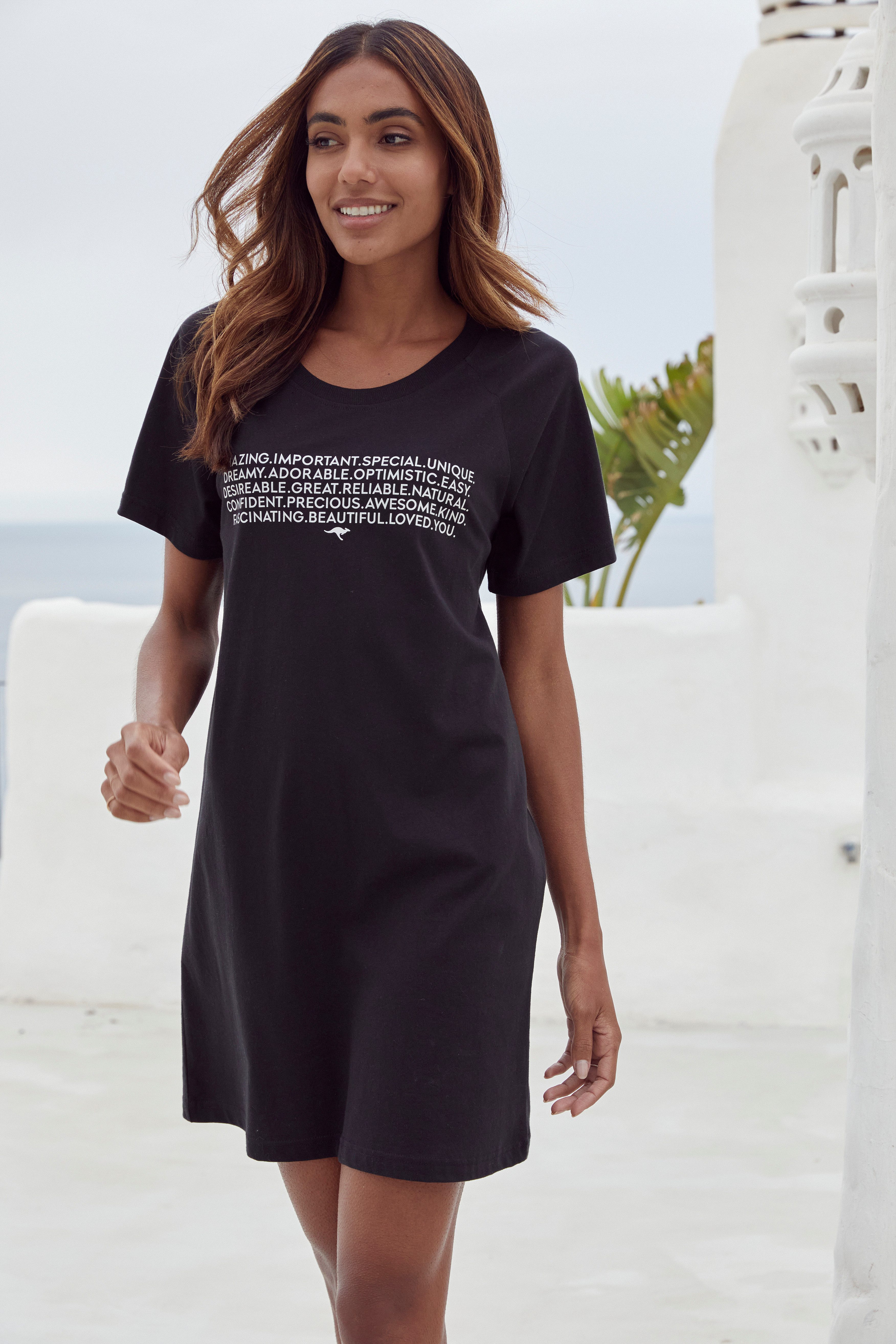 KangaROOS Big-shirt met slogan-frontprint
