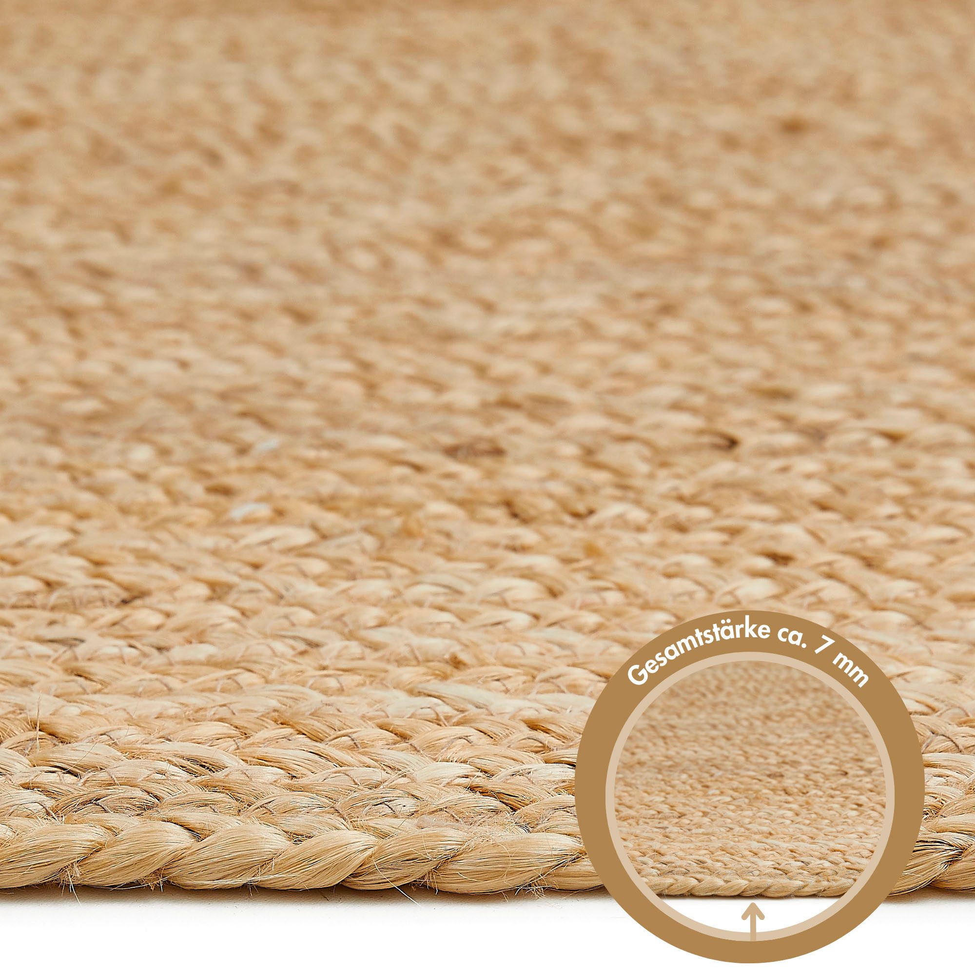 LUXOR living Vloerkleed Ibo, jute tapijt Omkeerbaar tapijt, handgeweven, natuurlijke vezel, Boho-stijl