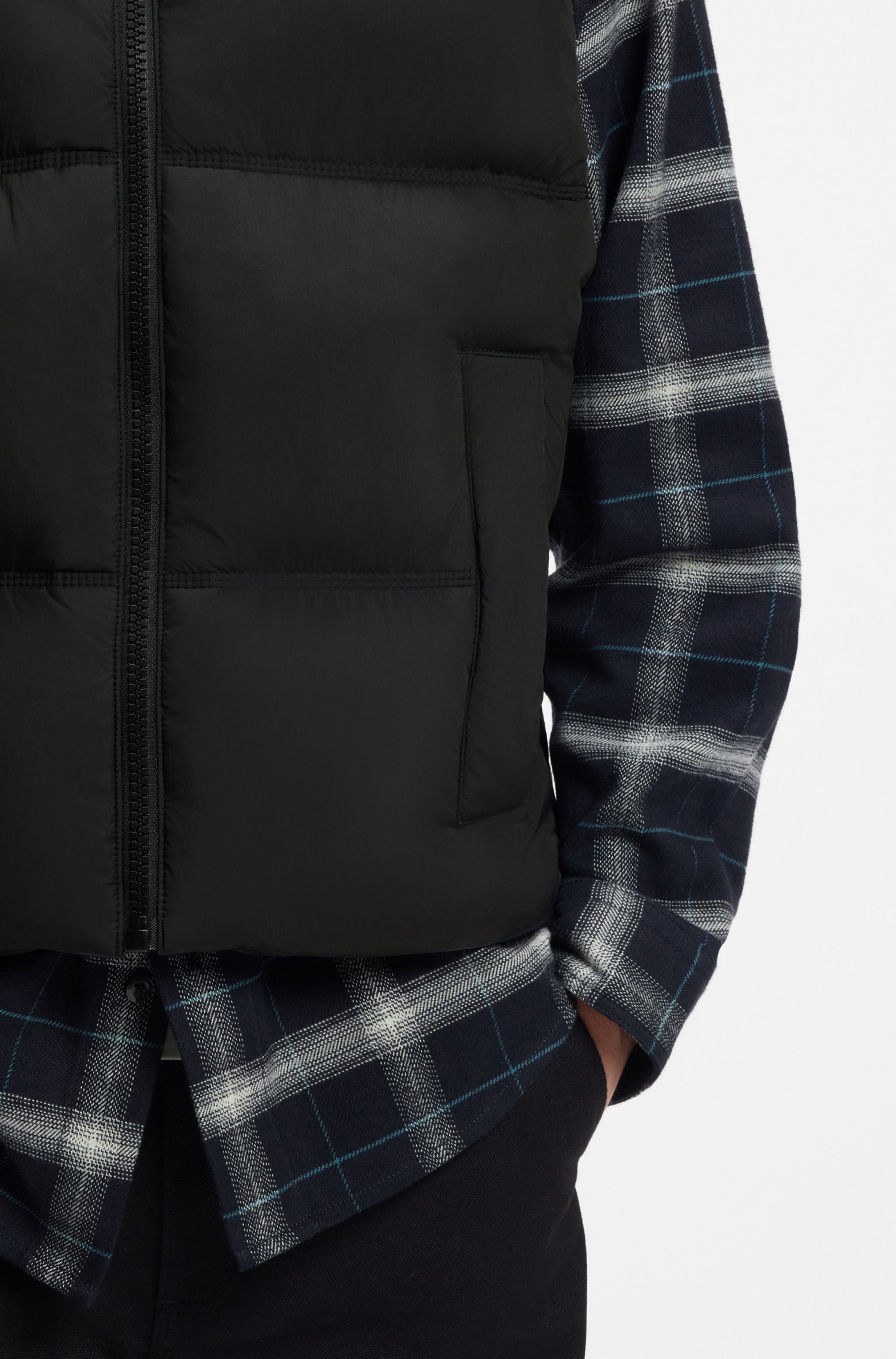 HUGO Blue Bodywarmer Bodolino Opstaande kraag, relaxed fit, gewatteerd