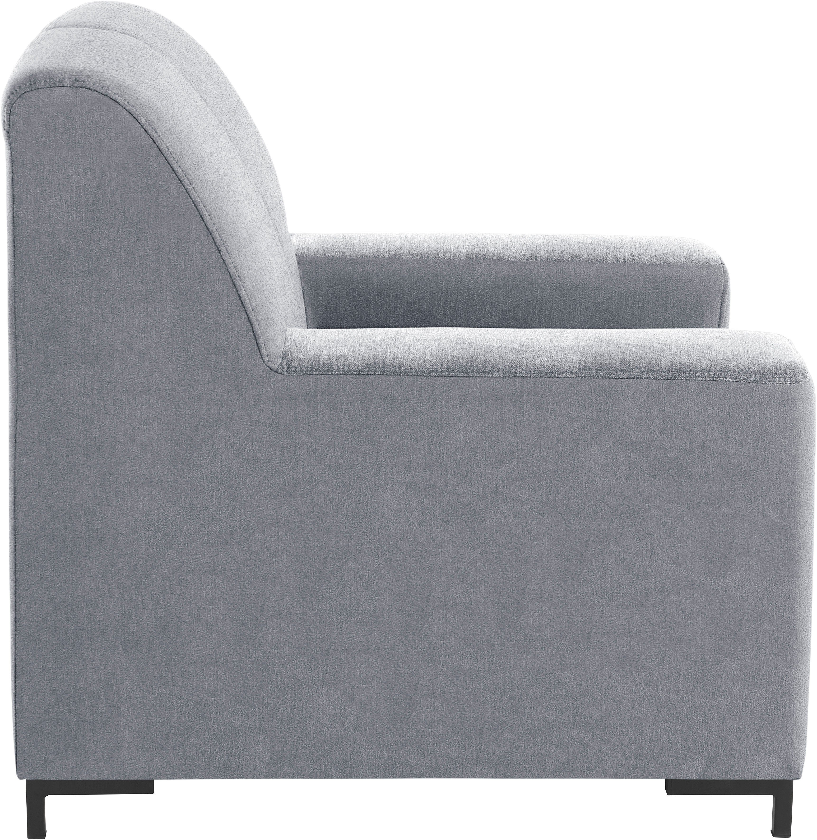 DOMO collection Fauteuil Ledas kubisch en comfortabel, platte armleuningen, elegante voet,
