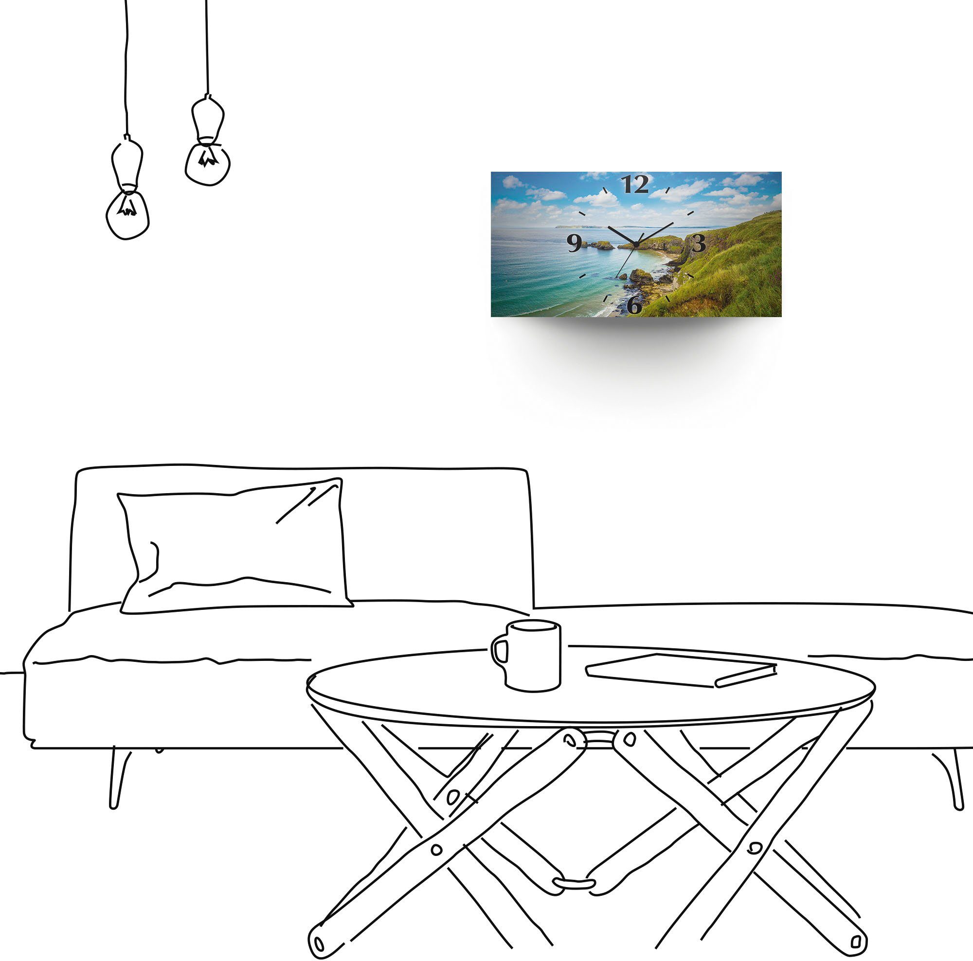 Artland Wandklok Kustpad in Carrick-a-Rede 3d-look geschulpt, met kwarts- of radiografisch uurwerk, verschillende maten