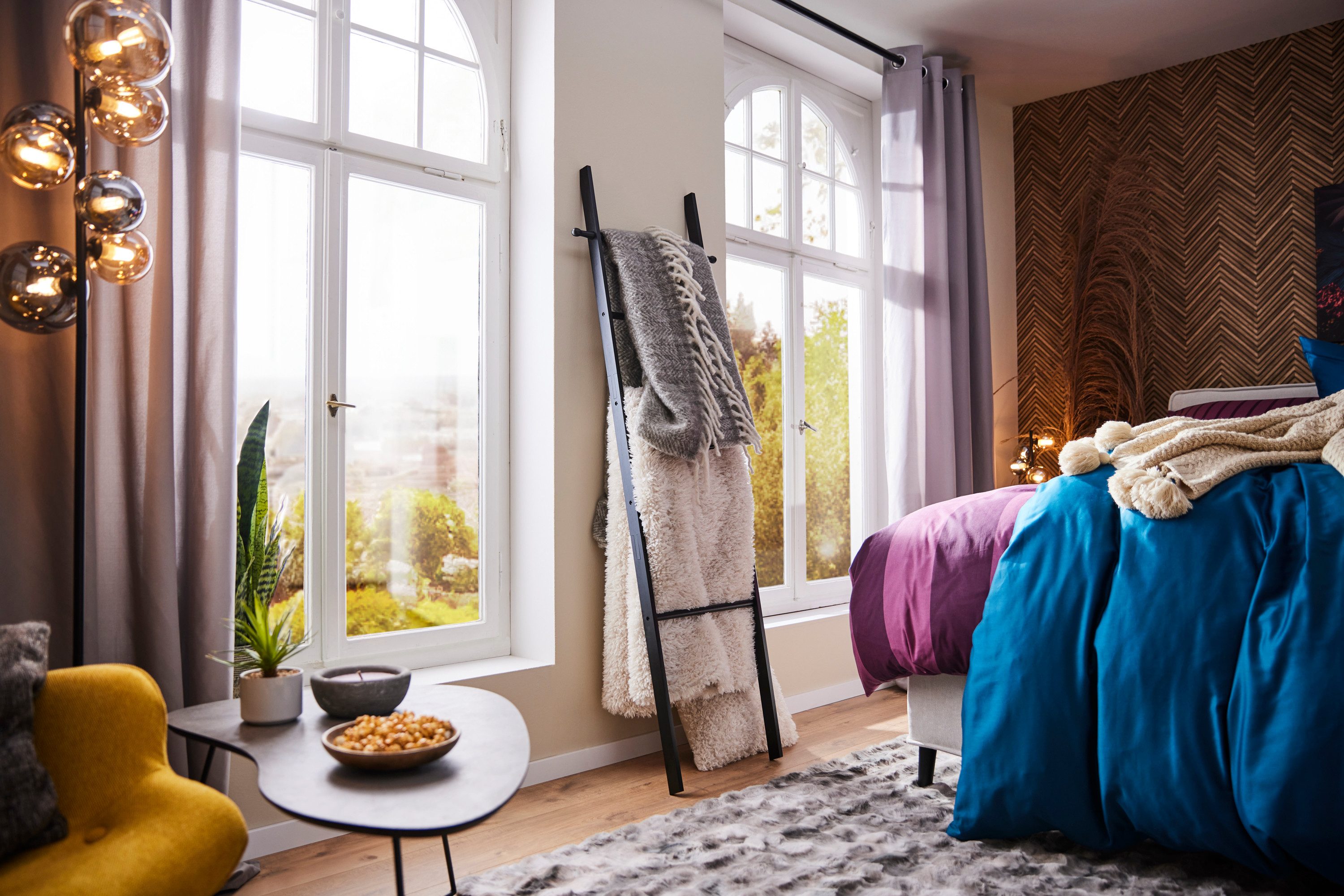WENKO Handdoekenladder Loft Bamboe, zwart gelakt