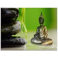 artland print op glas boeddha en stenen (1 stuk) groen