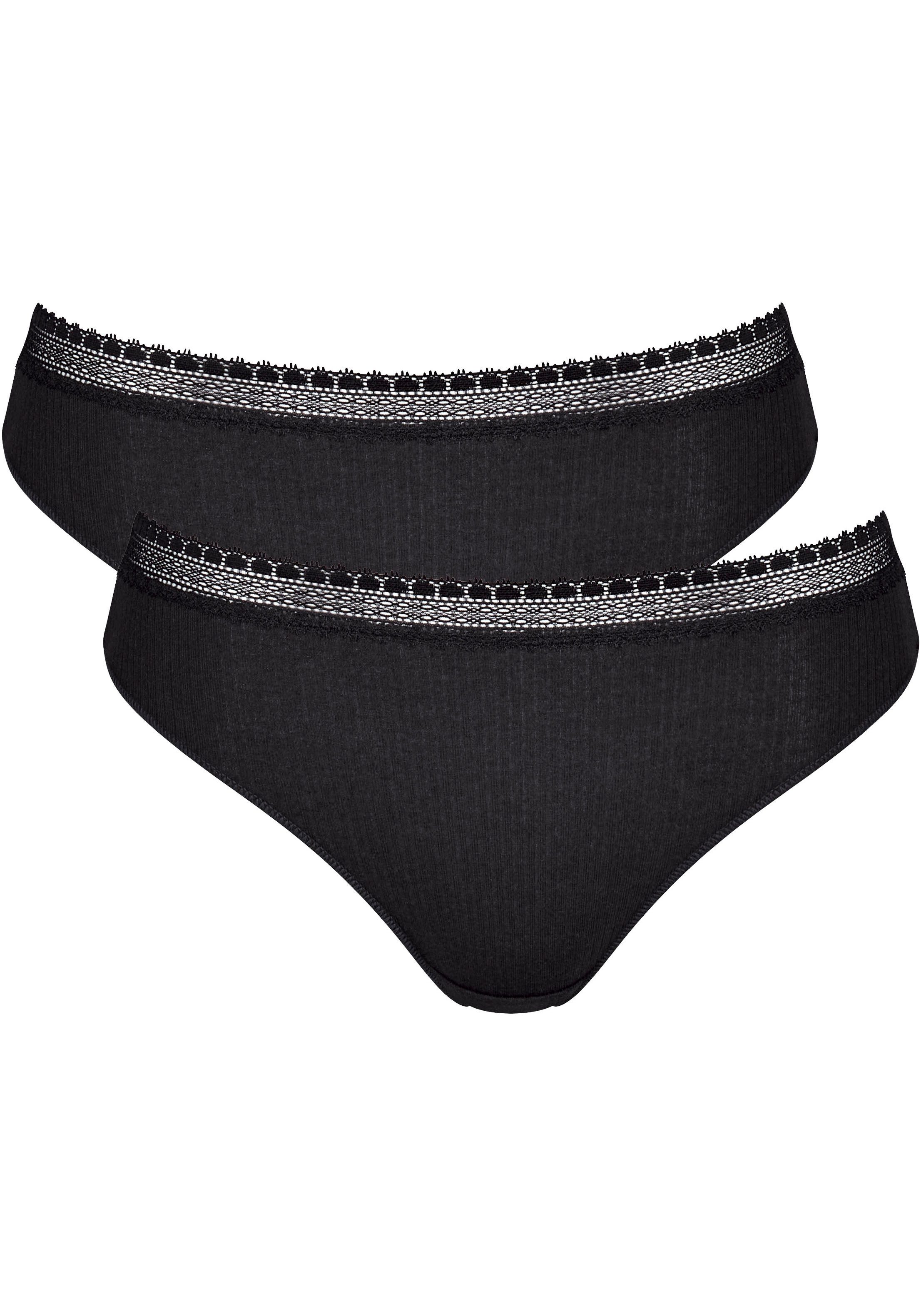 Sloggi Slip GO Ribbed R Tai C2P zachte ribstof met kantafwerking (2 stuks, Set van 2)