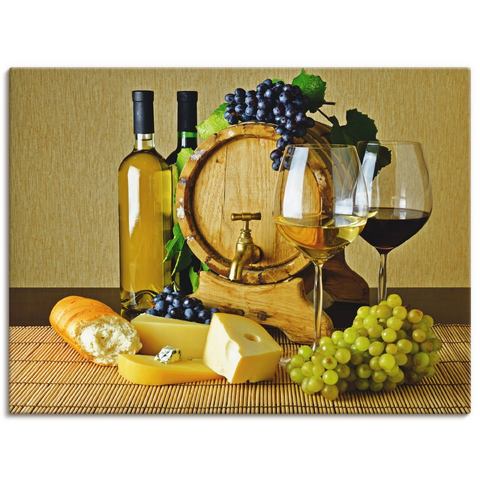 Artland artprint Käse, Wein und Trauben