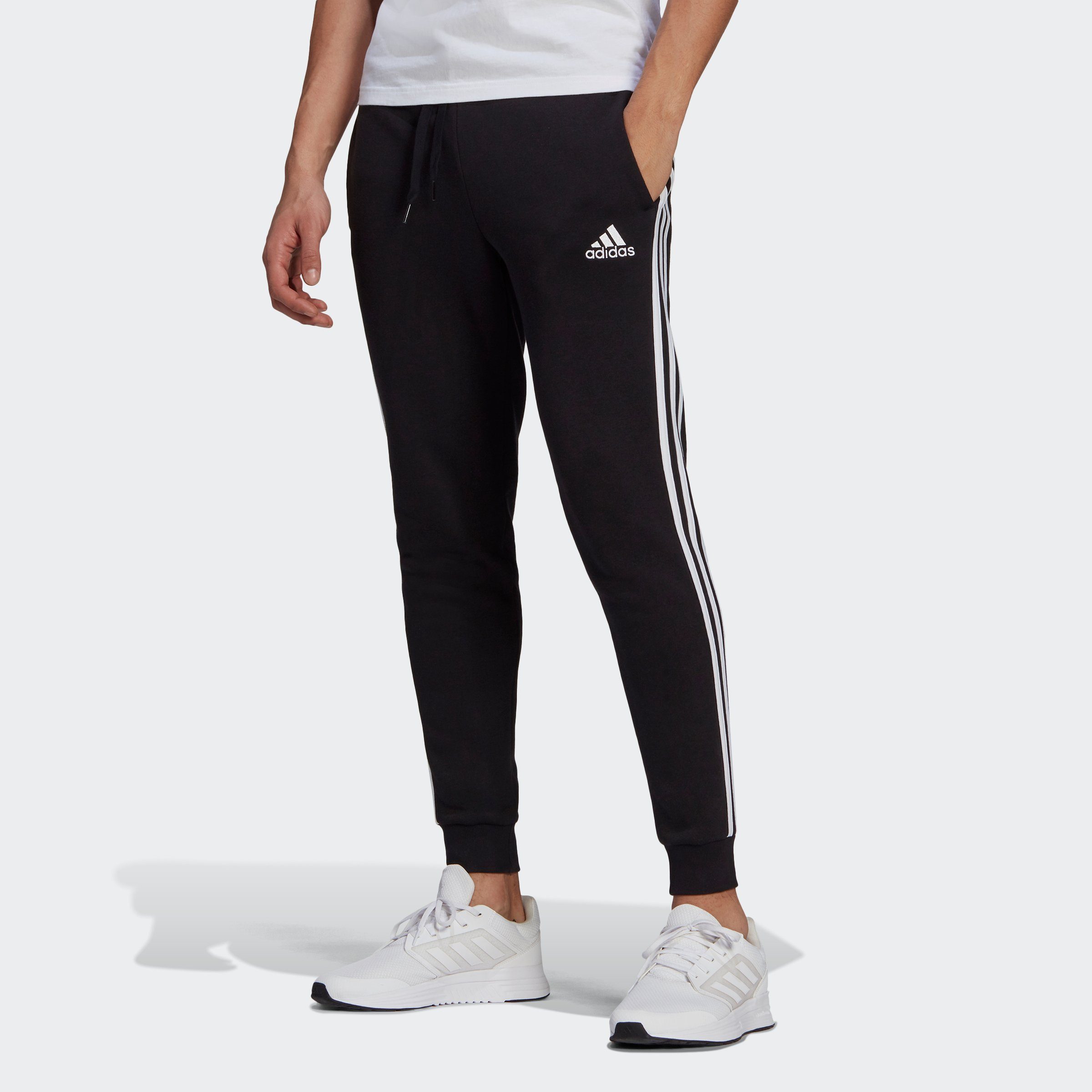 adidas Sportswear Sportbroek ESSENTIALS FLEECE FITTED 3STREPEN BROEK (1-delig)