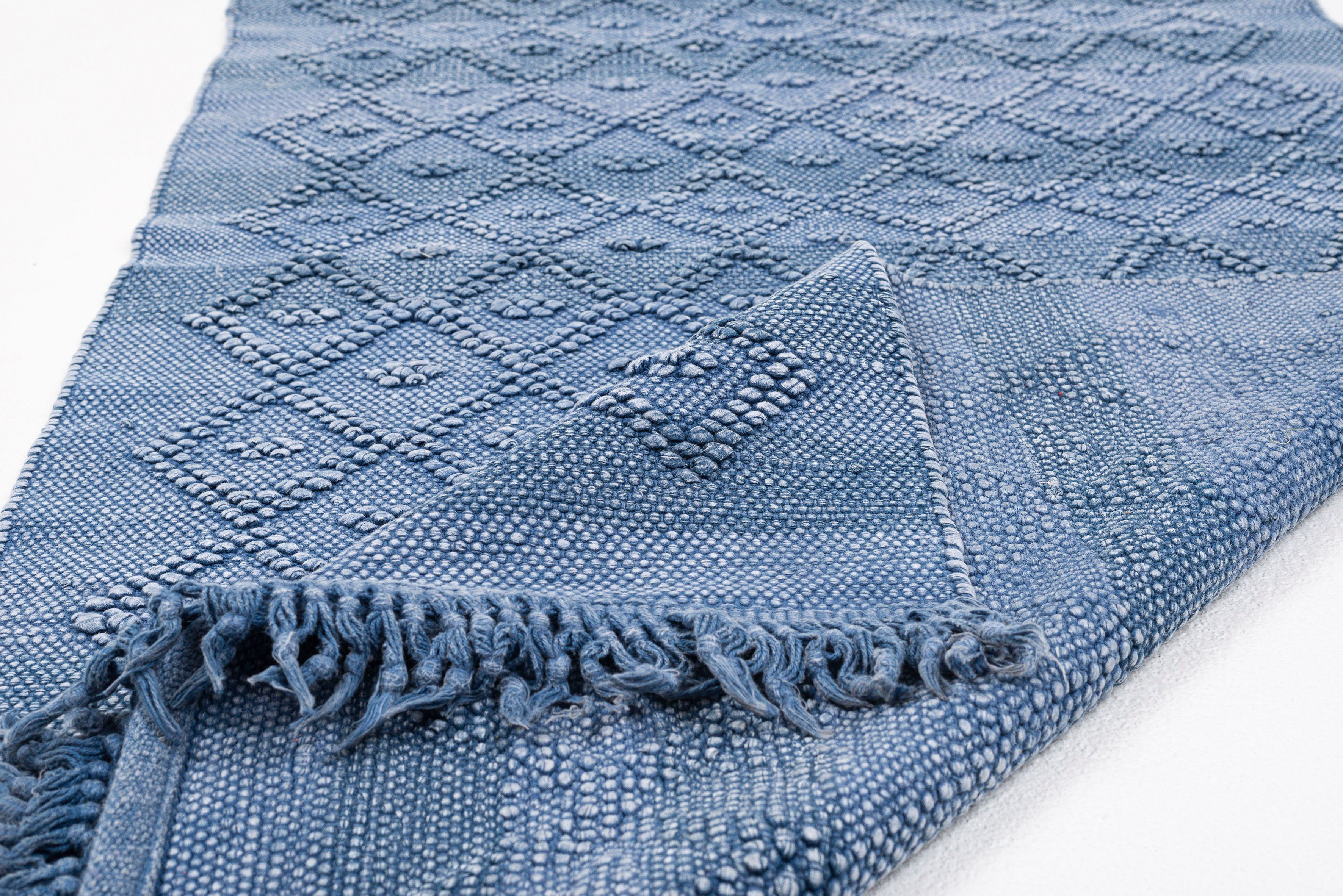 TOM TAILOR HOME Badmat Vintage wash Badmat, uni kleuren, ruitpatroon, met franjes, 100% katoen (1 stuk)