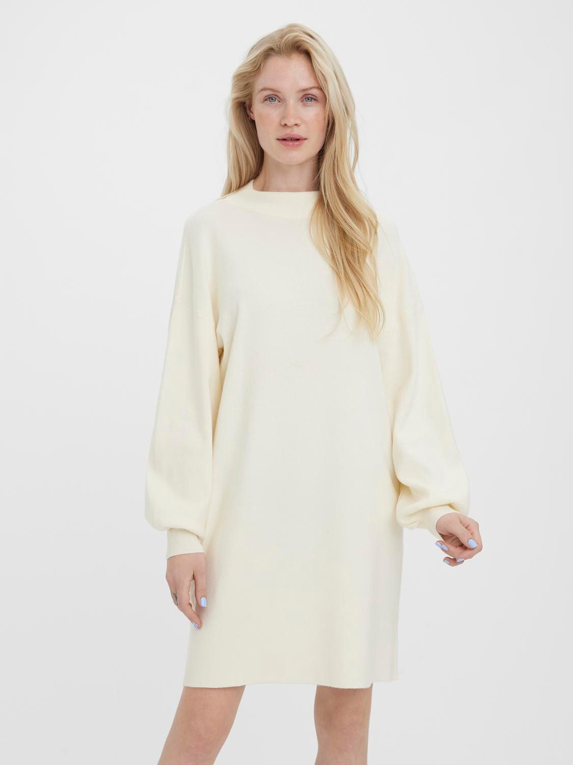 Vero Moda Gebreide jurk VMNANCY LS FUNNELNECK DRESS GA NOOS