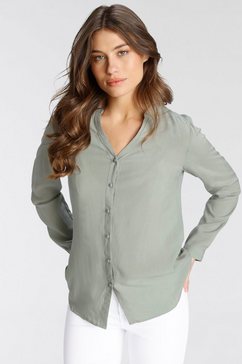 tamaris blouse met lange mouwen met knoopsluiting groen