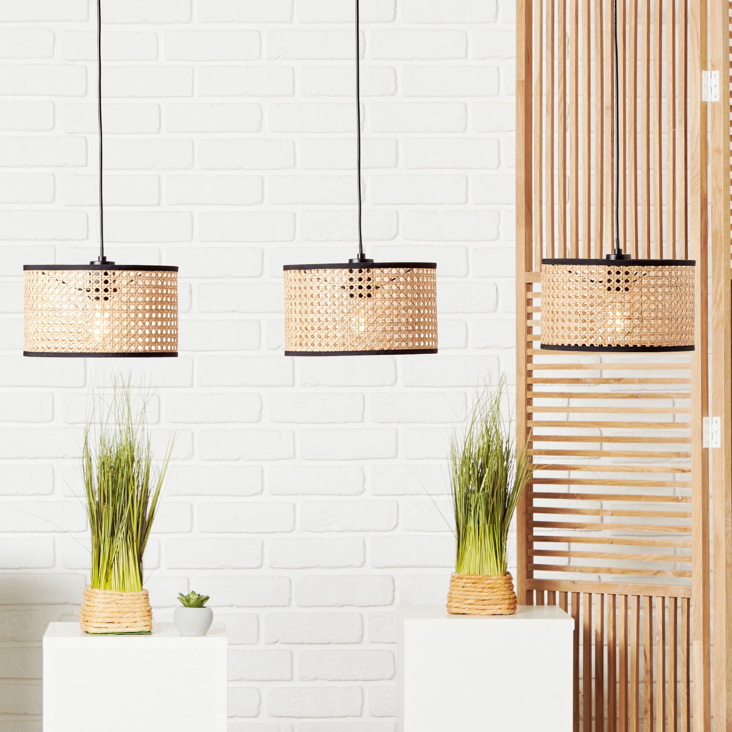 Brilliant Leuchten Hanglamp WILEY Hanglamp 3 fittingen zwart/houtkleur (1 stuk)