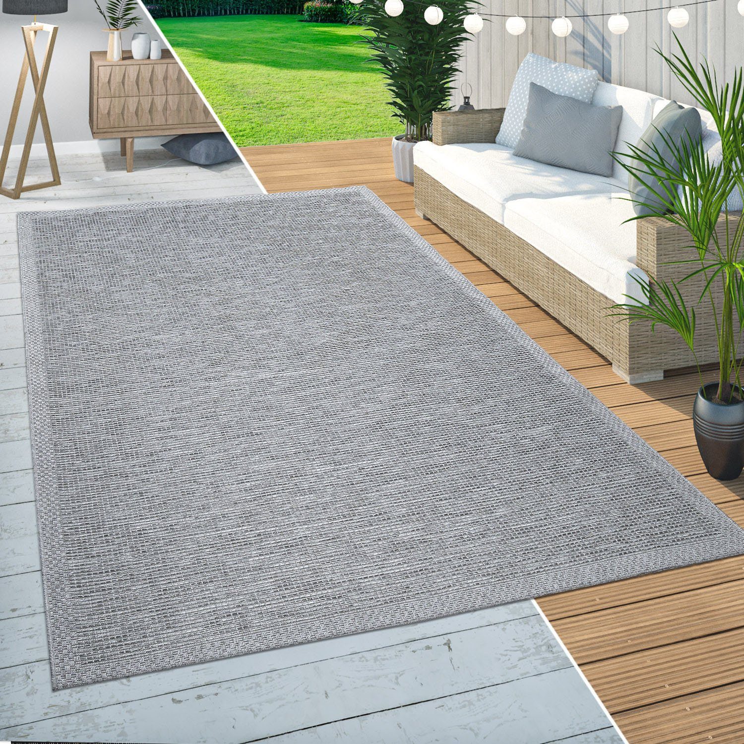 Paco Home Vloerkleed Quebec 135 Platweefsel, mêlee, geschikt voor binnen en buiten, woonkamer