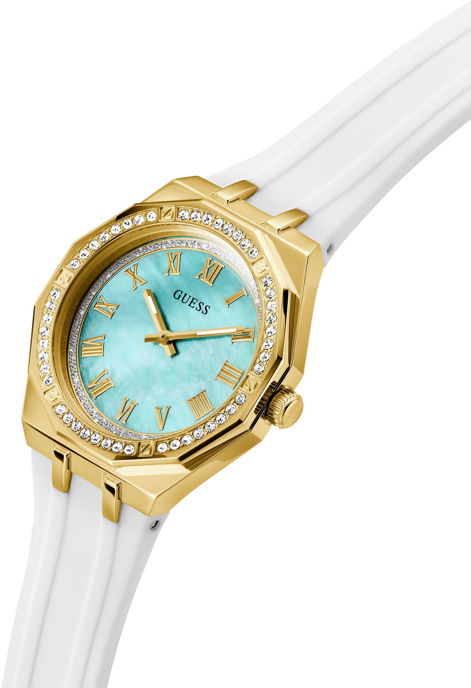 Guess Kwartshorloge Desire Horloge, dameshorloge, kristallen, mineraalglas, stalen band